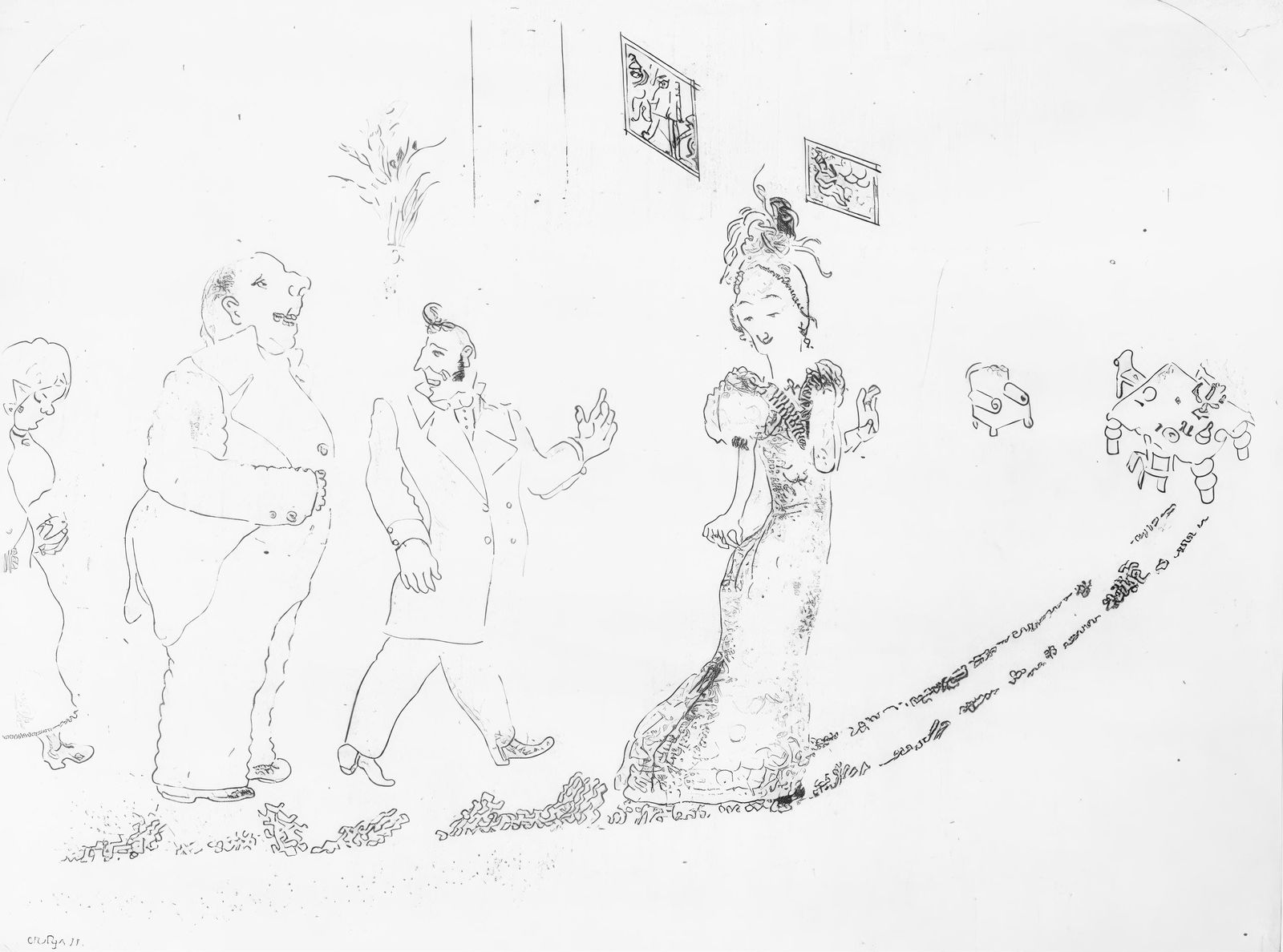 19231927 - Marc Chagall - Dinner Is Served - from Dead Souls - Etching (1 of 7)