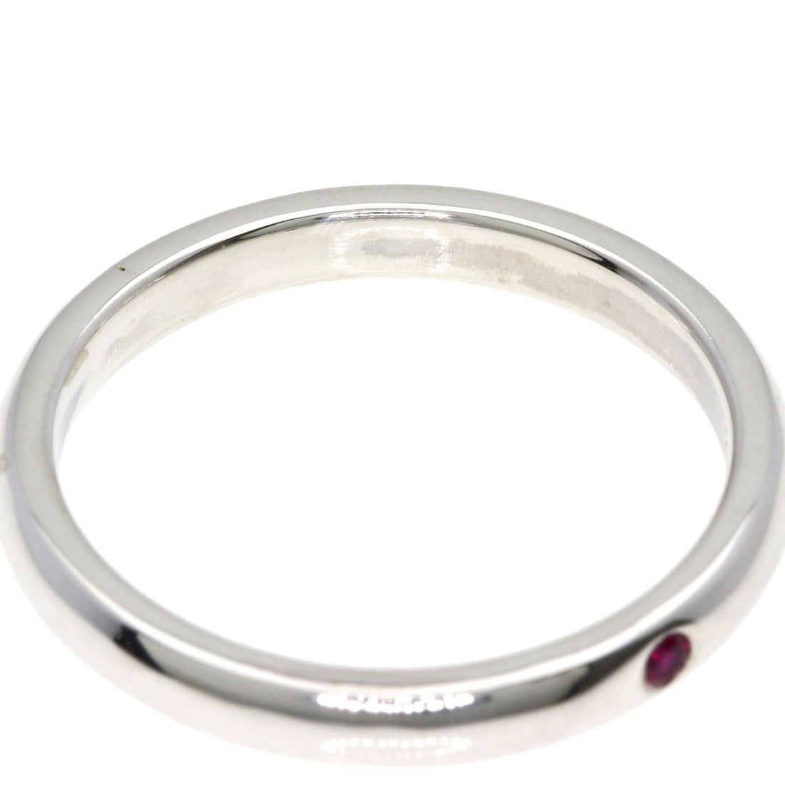 Silver TIFFANY&Co. Stacking band Ruby Ring - 7