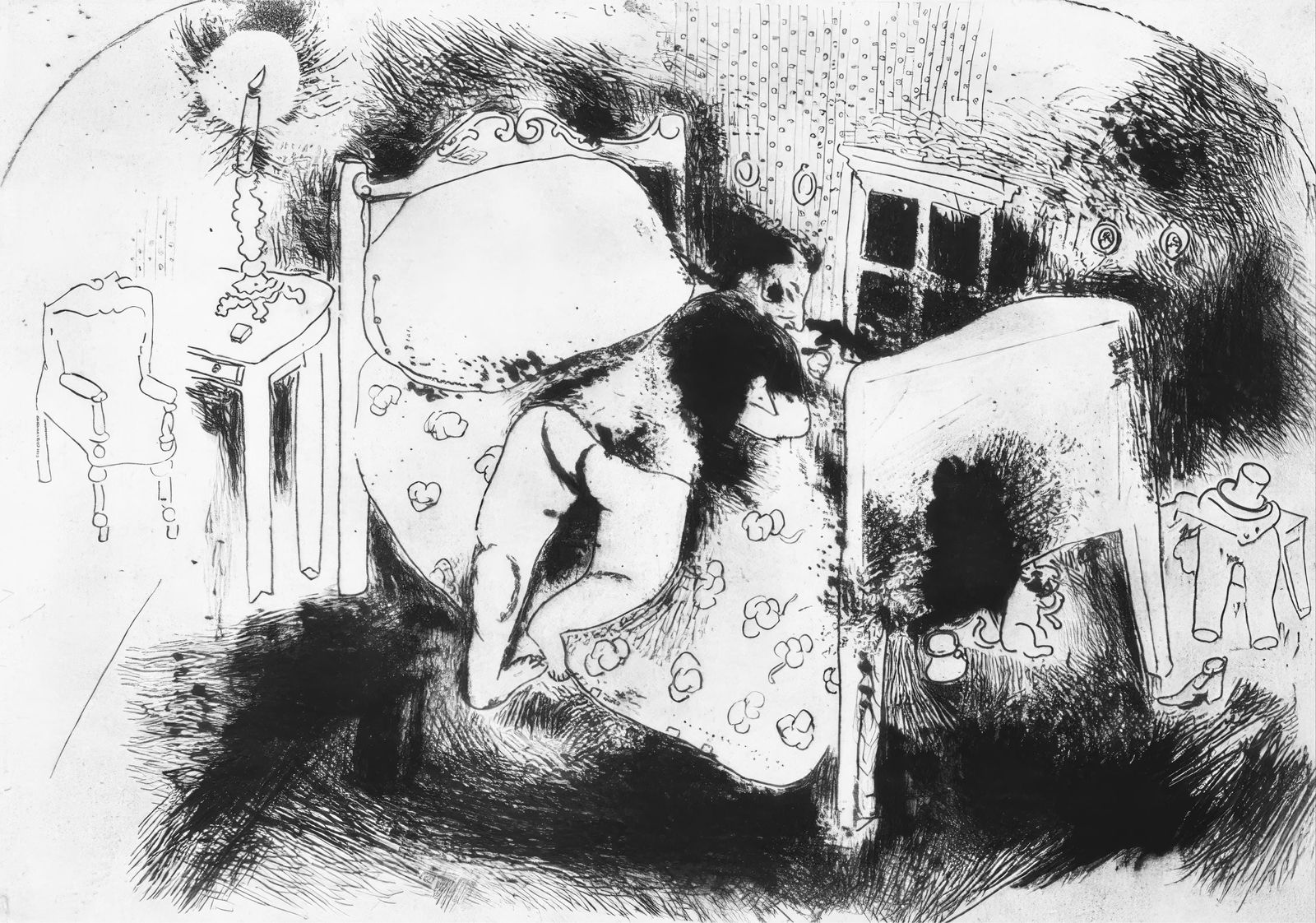 19231927 - Marc Chagall - Tchitchikov on the Bed - from Dead Souls - Etching: 19231927 - Marc Chagall - Tchitchikov on the Bed - from Dead Souls - Etching This listing features 19231927 - Marc Chagall - Tchitchikov on the Bed - from Dead Souls - Etching. Item specifics are prov