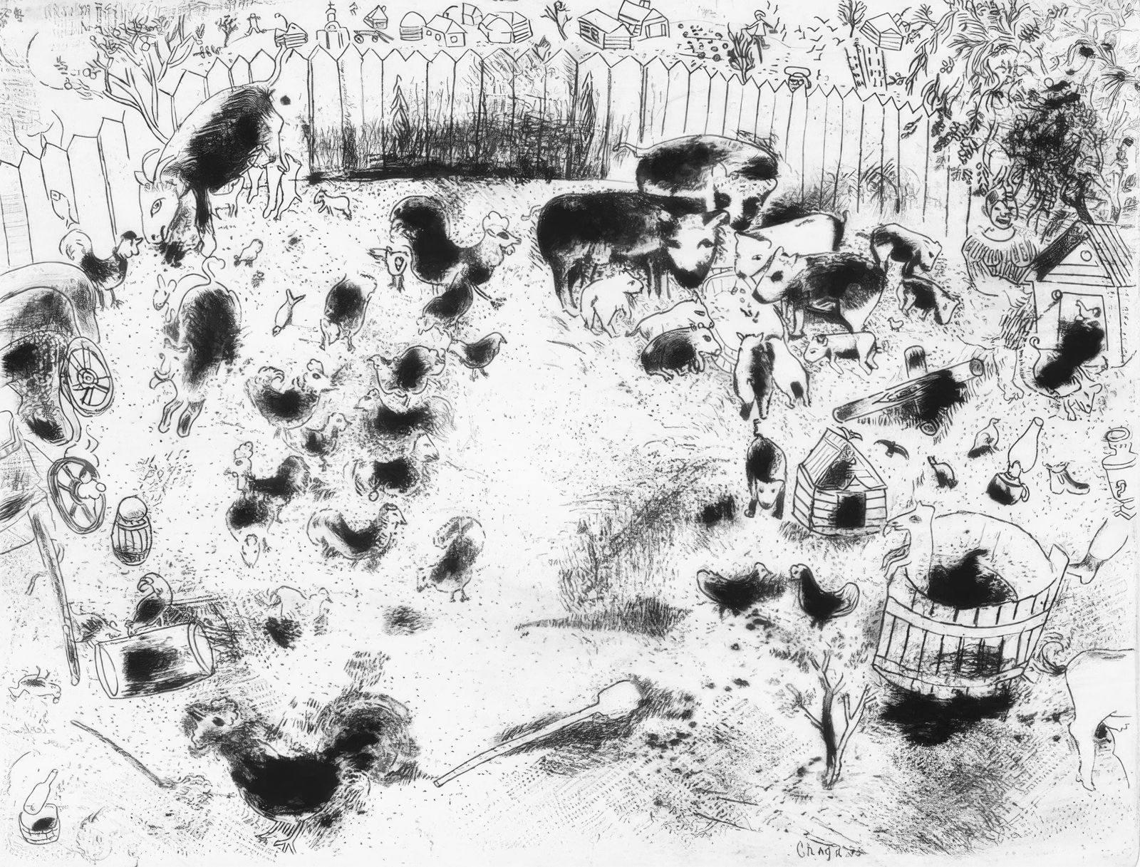 19231927 - Marc Chagall - The Farmyard - from Dead Souls - Etching: 19231927 - Marc Chagall - The Farmyard - from Dead Souls - Etching This listing features 19231927 - Marc Chagall - The Farmyard - from Dead Souls - Etching. Item specifics are provided below. Item Spe