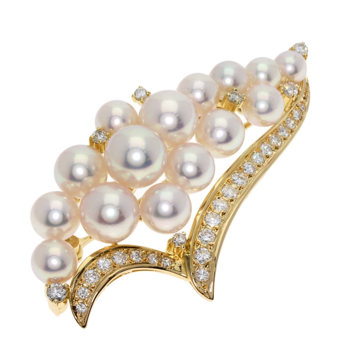 Gold TASAKI Pearl Diamond Brooch K18 Yellow (1 of 5)