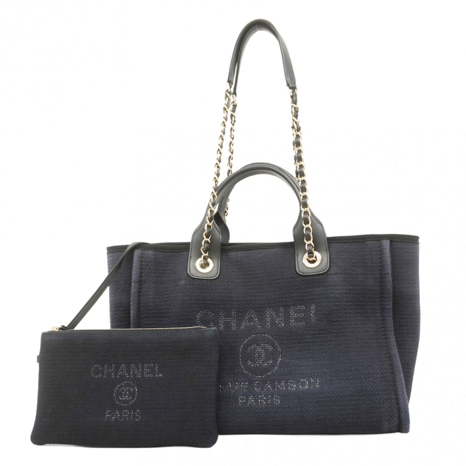 Canvas Chanel Handbag: Canvas Chanel Handbag This listing features Canvas Chanel Handbag. Item specifics are provided below. Item Specifics: Brand: Chanel Type: Handbag Material: Canvas Color: Black Hardware Color: Champagn