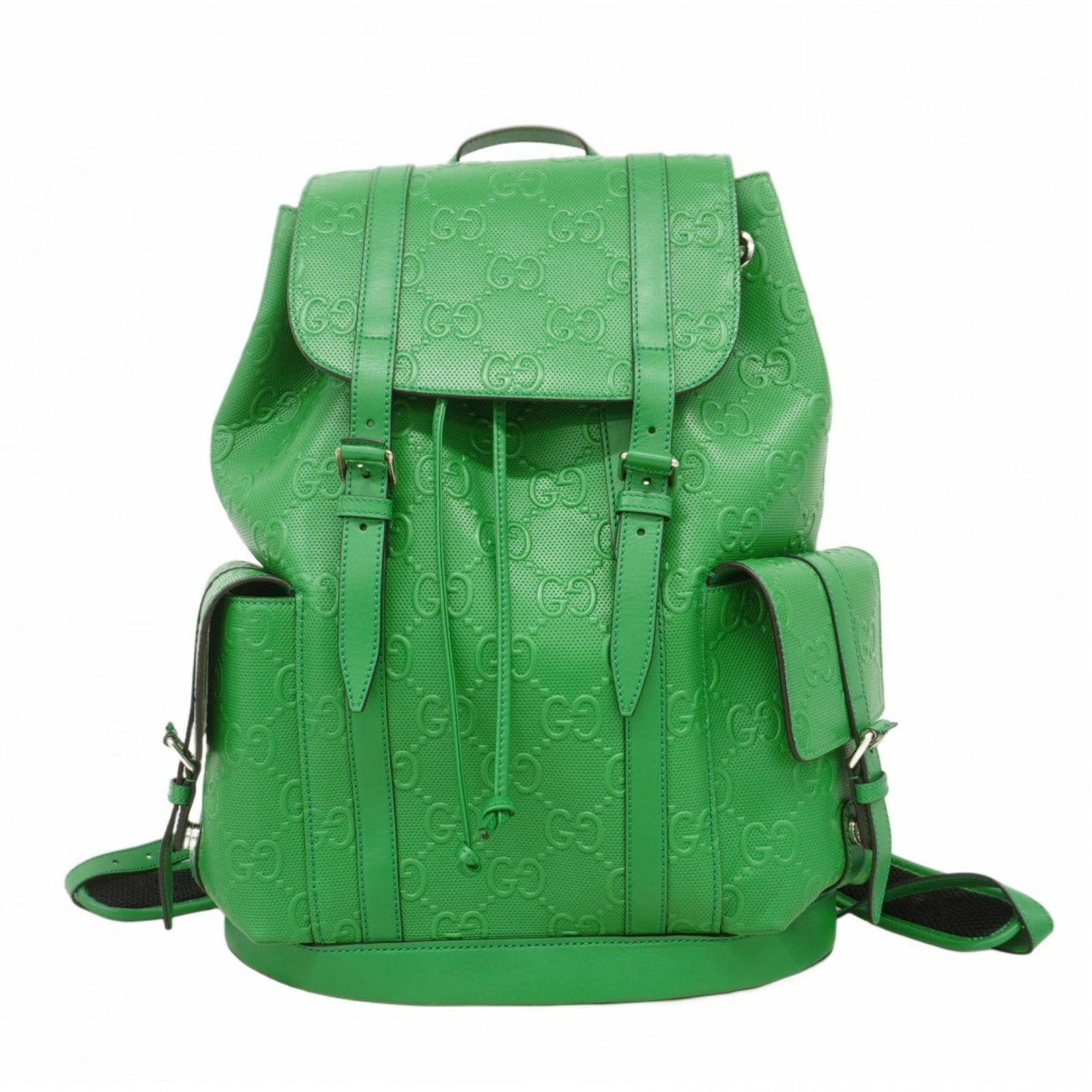 Leather Gucci Backpack: Leather Gucci Backpack This listing features Leather Gucci Backpack. Item specifics are provided below. Item Specifics: Brand: Gucci Type: Backpack Material: Leather Color: Green Hardware Color: Silve