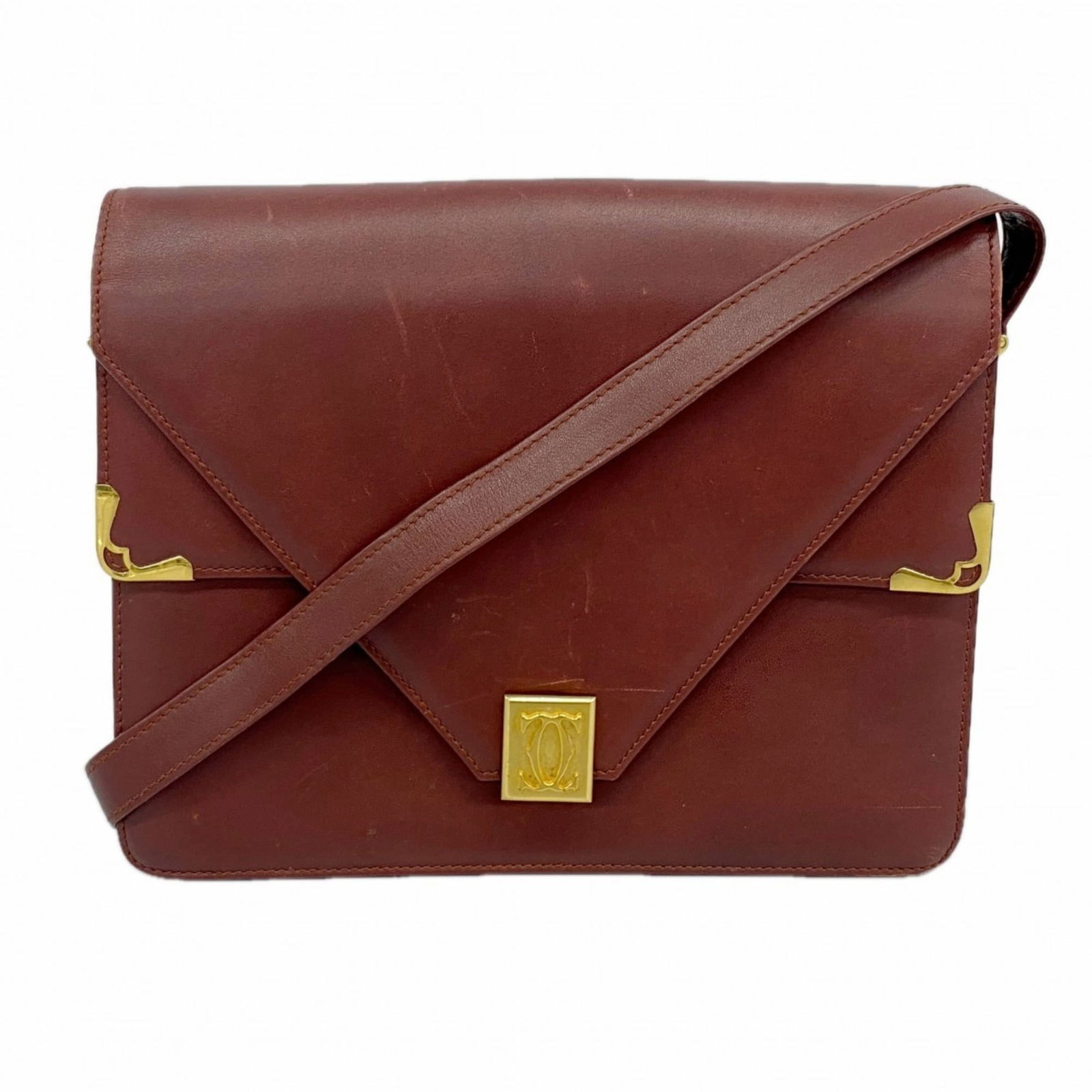 Leather Cartier Shoulder Bag: Leather Cartier Shoulder Bag This listing features Leather Cartier Shoulder Bag. Item specifics are provided below. Item Specifics: Brand: Cartier Type: Shoulder Bag Material: Leather Color: Bordeaux