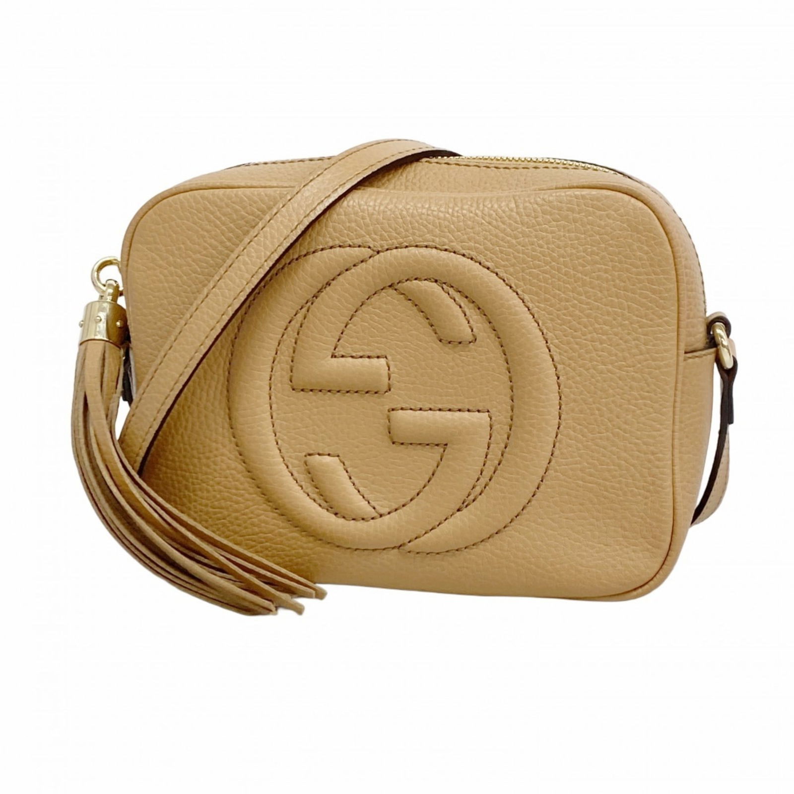 Leather Gucci Shoulder Bag: Leather Gucci Shoulder Bag This listing features Leather Gucci Shoulder Bag. Item specifics are provided below. Item Specifics: Brand: Gucci Type: Shoulder Bag Material: Leather Color: Beige Hardware