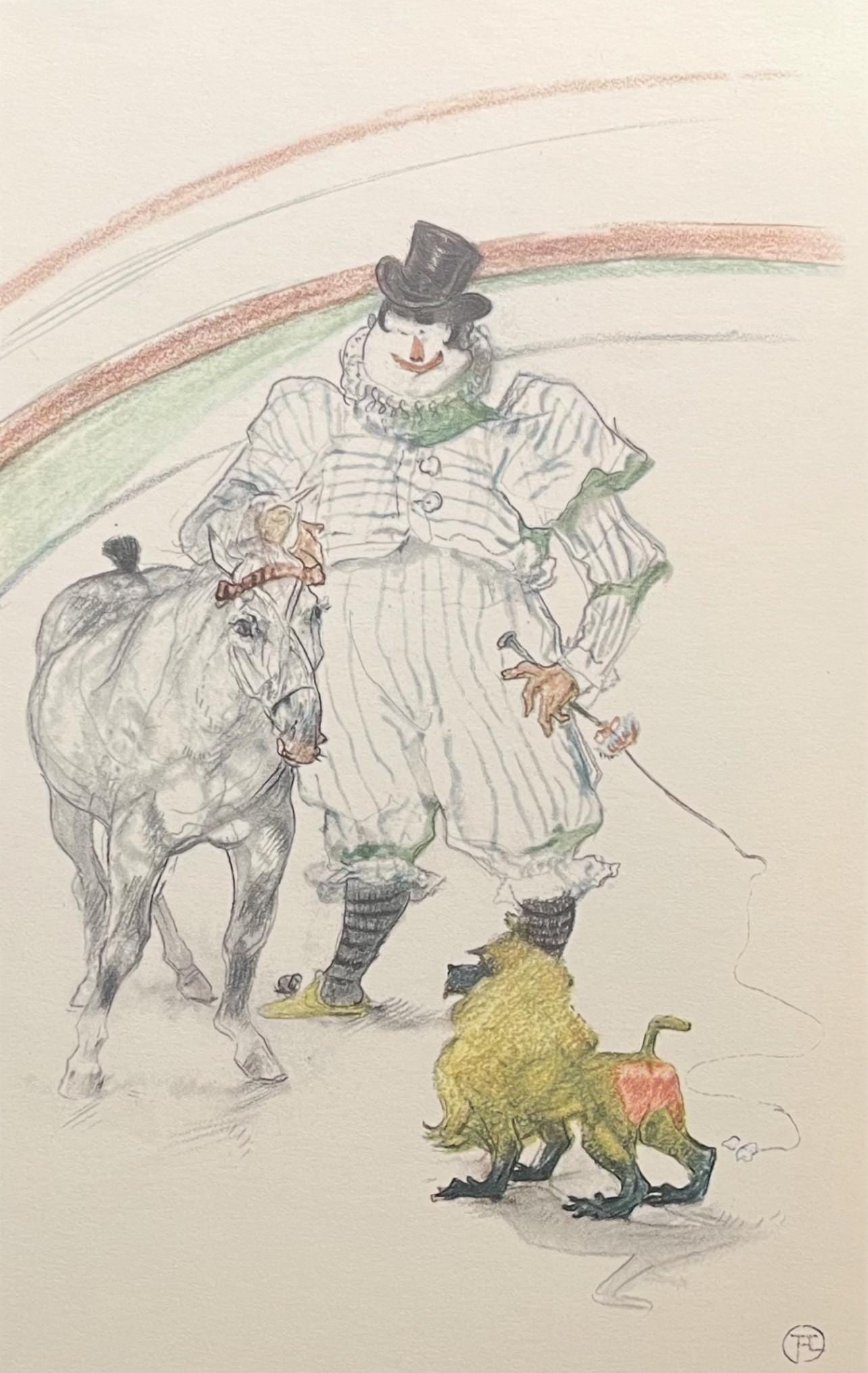 Lithograph - Henri de Toulouse-Lautrec - Clown Training a Horse and Monkey - At the Circus: Lithograph - Henri de Toulouse-Lautrec - Clown Training a Horse and Monkey - At the Circus This listing features Lithograph - Henri de Toulouse-Lautrec - Clown Training a Horse and Monkey - At the Cir