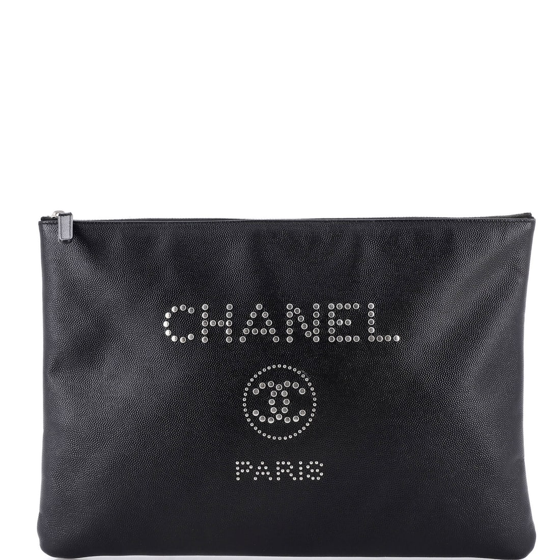 Large Chanel Deauville Pouch Studded Caviar: Large Chanel Deauville Pouch Studded Caviar This listing features Large Chanel Deauville Pouch Studded Caviar. Item specifics are provided below. Item Specifics: Brand: Chanel Exterior Material: Leath