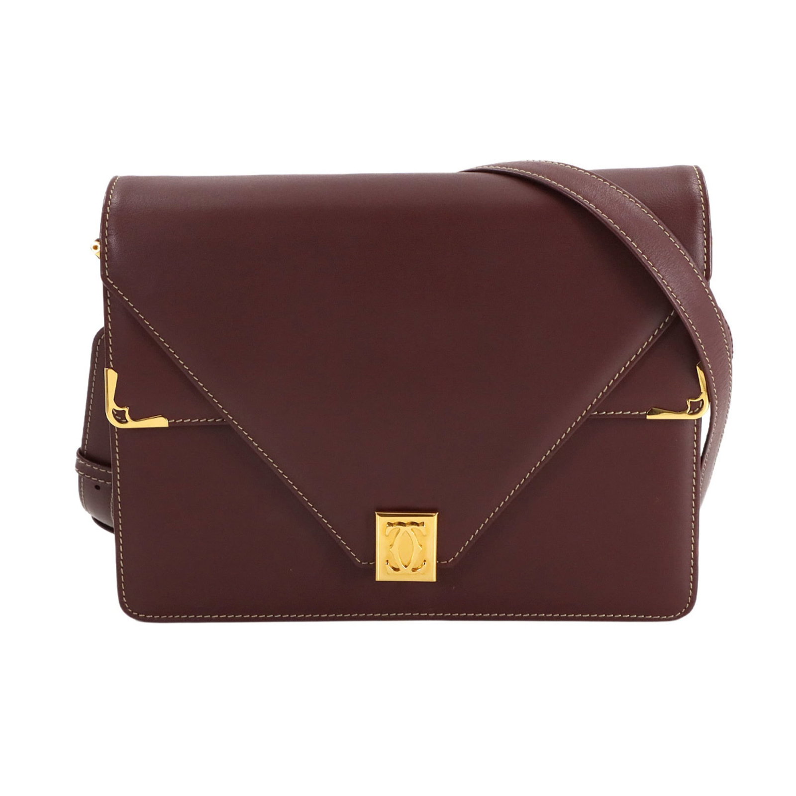 Leather Cartier Shoulder Bag: Leather Cartier Shoulder Bag This listing features Leather Cartier Shoulder Bag. Item specifics are provided below. Item Specifics: Brand: Cartier Type: Shoulder Bag Material: Leather Color: Bordeaux
