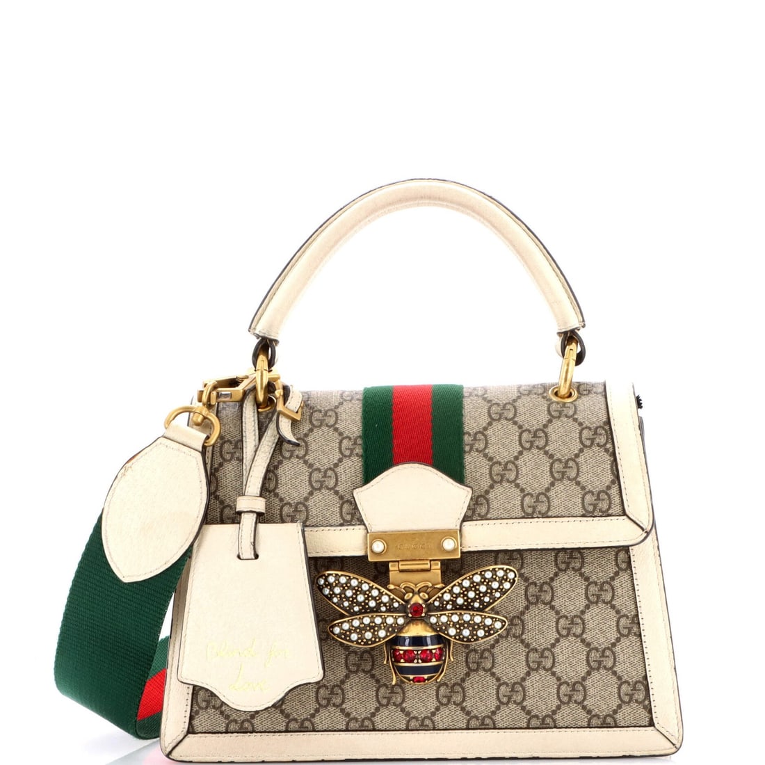 Small Gucci Queen Margaret Top Handle Bag GG Coated Canvas with Leather: Small Gucci Queen Margaret Top Handle Bag GG Coated Canvas with Leather This listing features Small Gucci Queen Margaret Top Handle Bag GG Coated Canvas with Leather. Item specifics are provided below