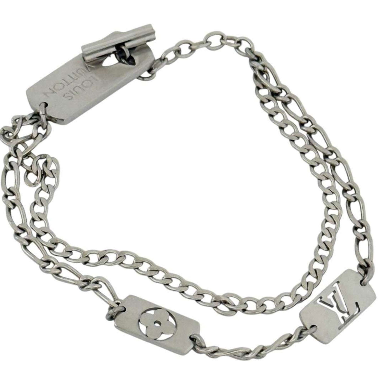 Metal Louis Vuitton Charm Bracelet: Metal Louis Vuitton Charm Bracelet This listing features Metal Louis Vuitton Charm Bracelet. Item specifics are provided below. Item Specifics: Brand: Louis Vuitton Type: Charm Bracelet Gender: Men,Wo