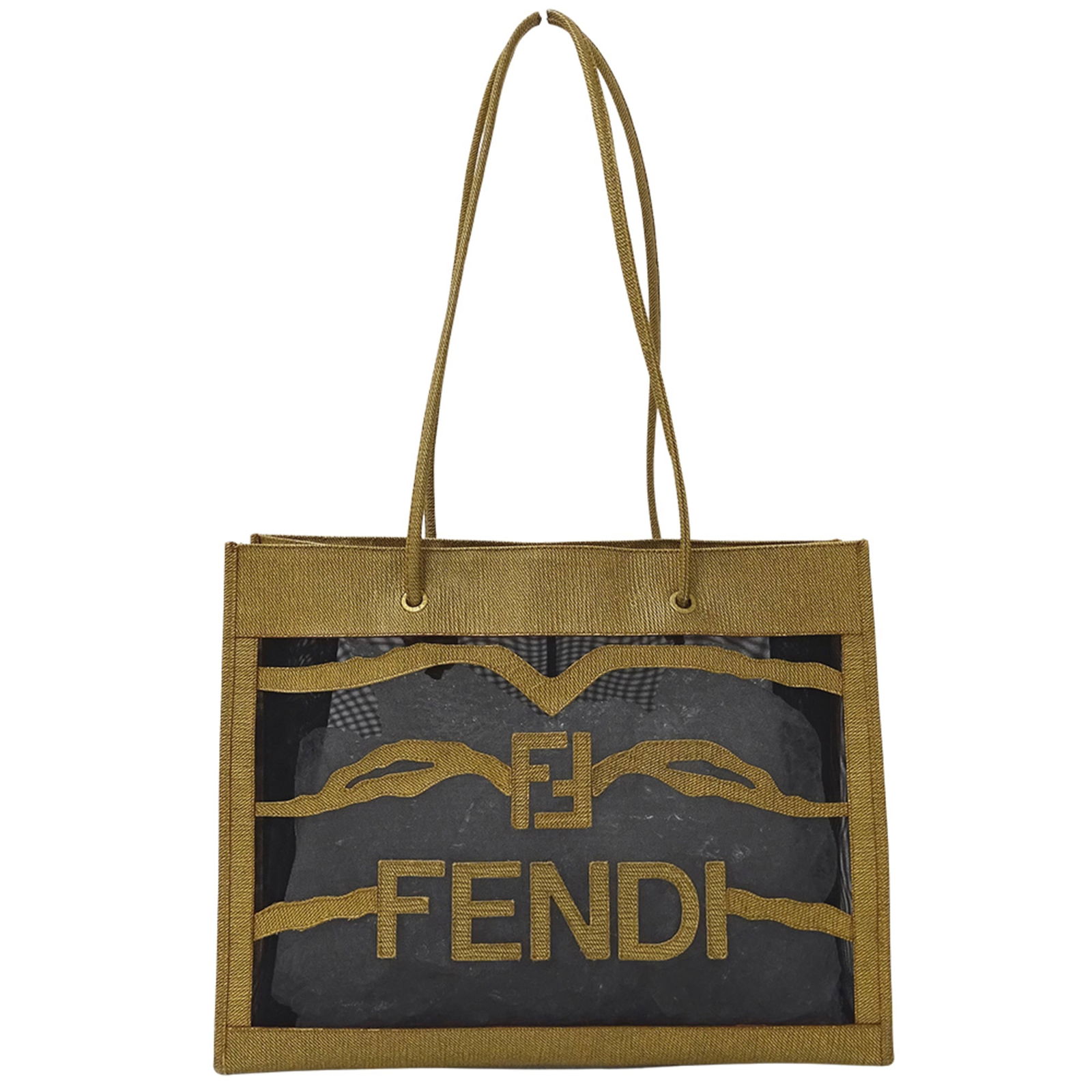 Pvc - Fendi Tote Bag Mesh: Pvc - Fendi Tote Bag Mesh This listing features Pvc - Fendi Tote Bag Mesh. Item specifics are provided below. Item Specifics: Brand: Fendi Type: Tote Bag Material: Mesh , Pvc Color: Black, Brown Gende