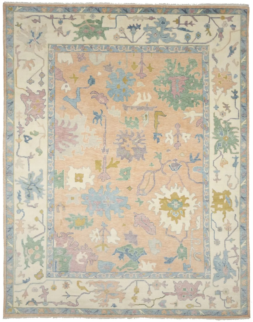 Carpet 12x15 ft Handmade Muted Floral Oushak Oriental Rug Colorfast Decor (1 of 14)