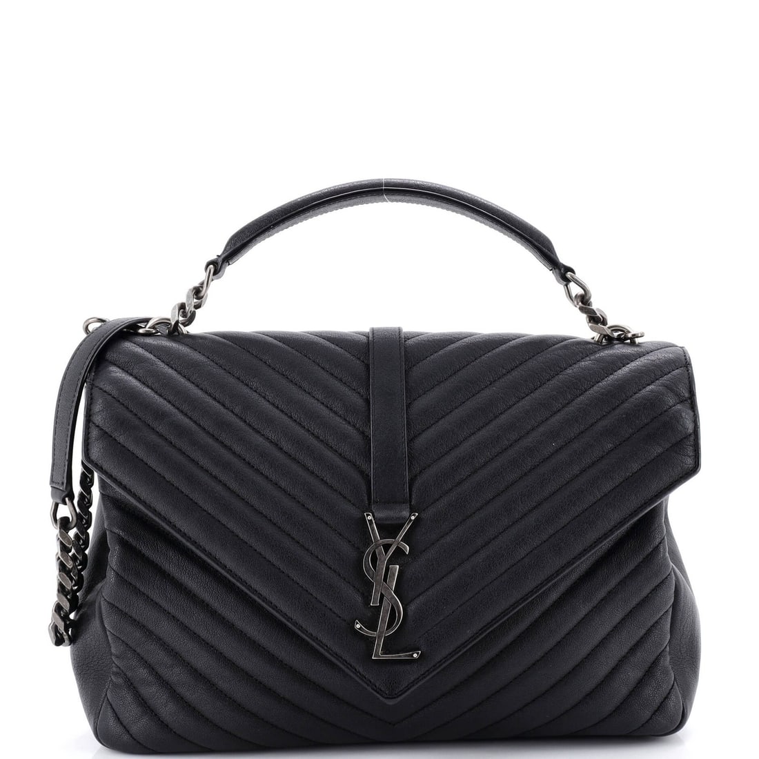Large Saint Laurent Classic Monogram College Bag Matelasse Chevron Leather: Large Saint Laurent Classic Monogram College Bag Matelasse Chevron Leather This listing features Large Saint Laurent Classic Monogram College Bag Matelasse Chevron Leather. Item specifics are provided