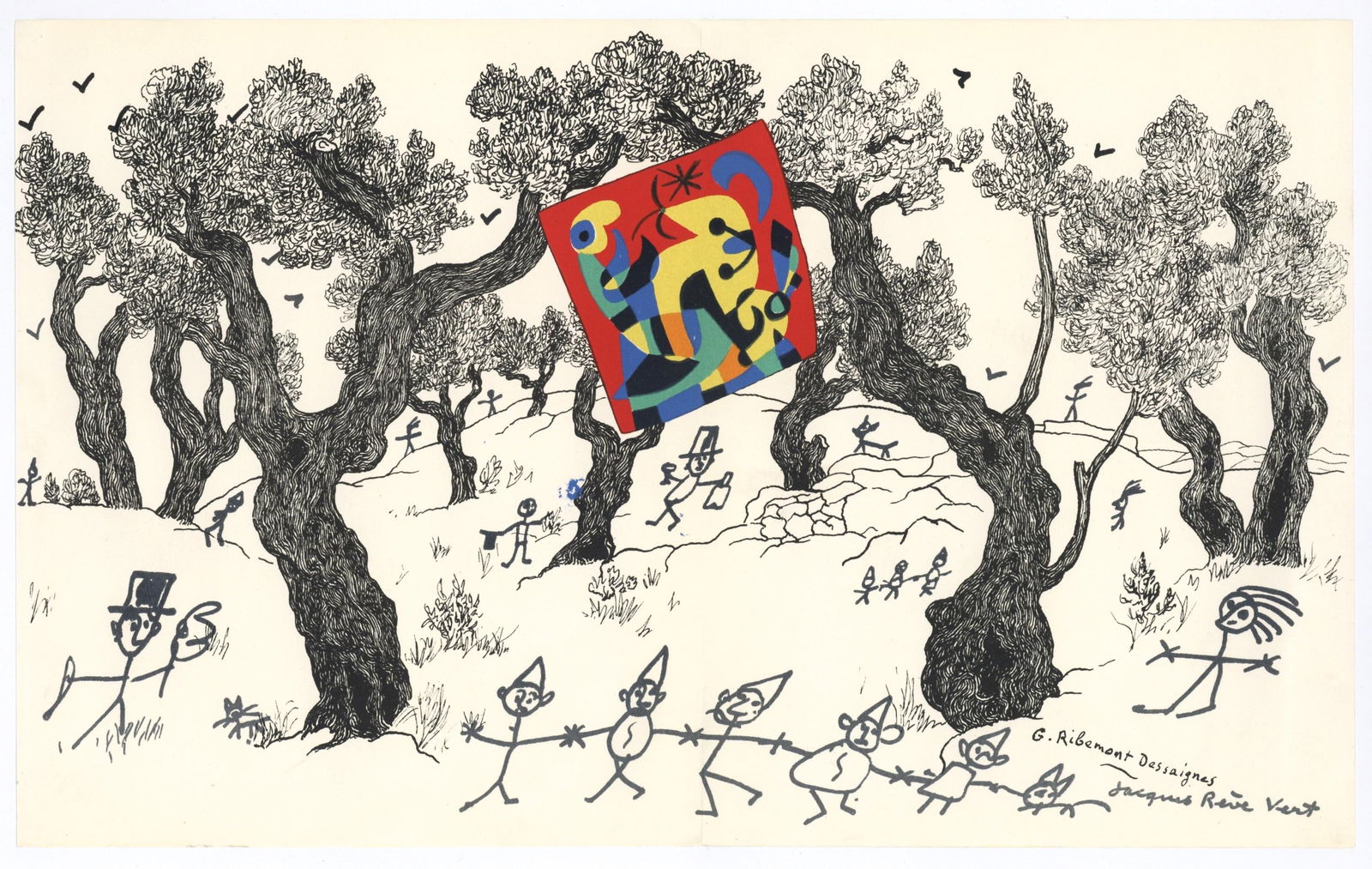 Lithograph - Joan Mir - Jacques Prvert - Composition (Cramer 39) - 8