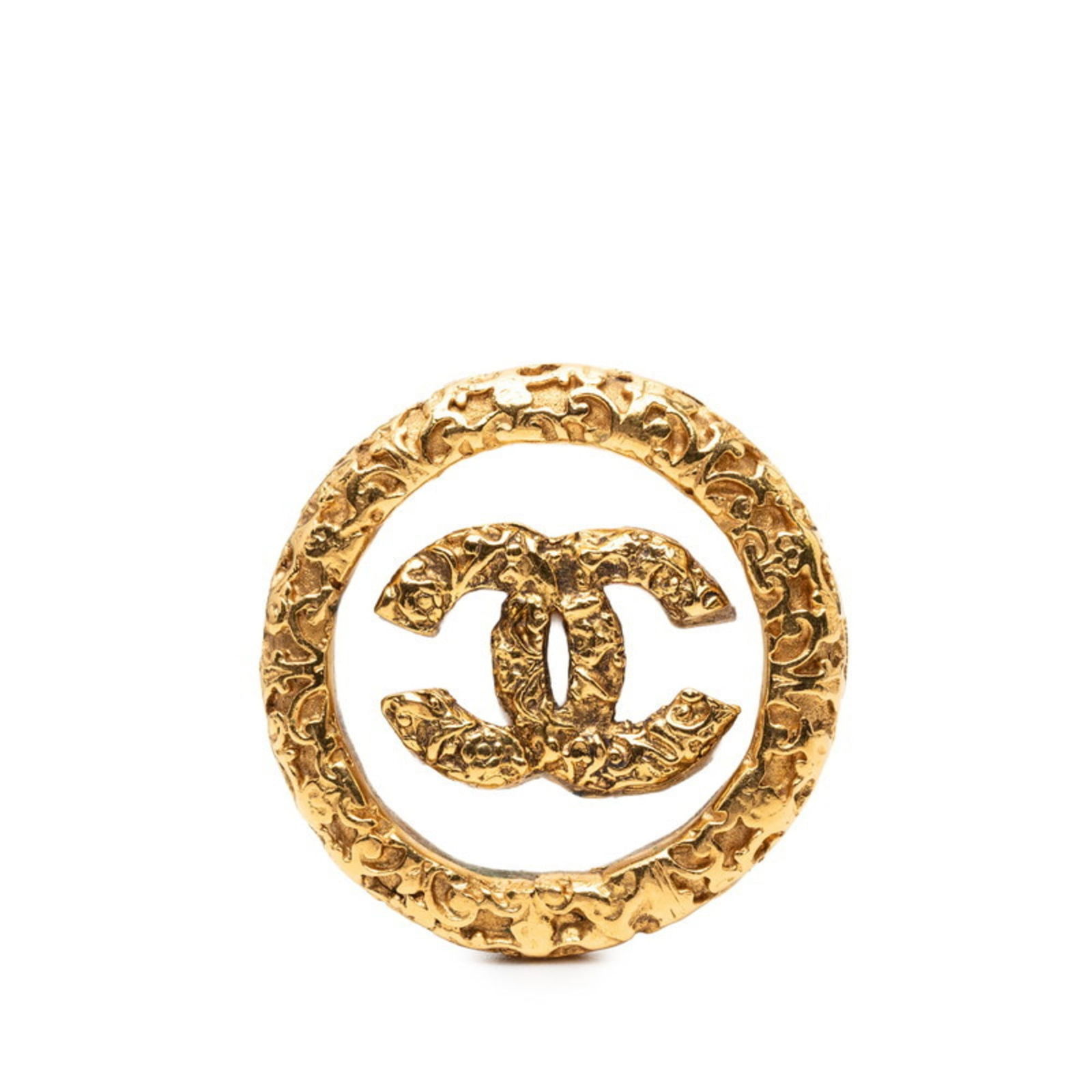 Glass Chanel Brooch: Glass Chanel Brooch This listing features Glass Chanel Brooch. Item specifics are provided below. Item Specifics: Brand: Chanel Type: Brooch Gender: Women Material: Glass Color: Gold Size (Hxwxd): 3.9