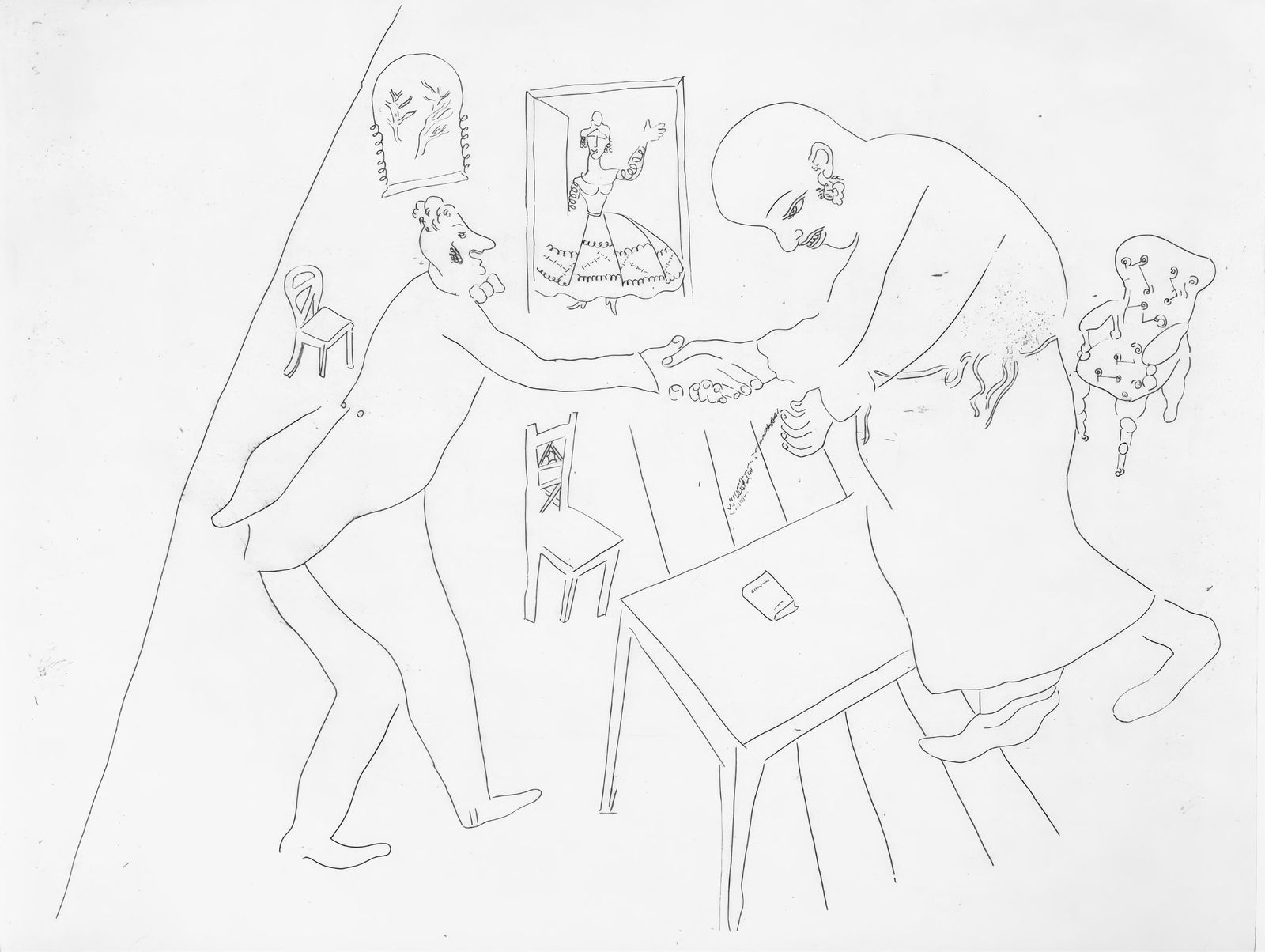 19231927 - Marc Chagall - Tchitchikov's Farewell to Manilov - from Dead Souls - Etching: 19231927 - Marc Chagall - Tchitchikov's Farewell to Manilov - from Dead Souls - Etching This listing features 19231927 - Marc Chagall - Tchitchikov's Farewell to Manilov - from Dead Souls - Etching. I