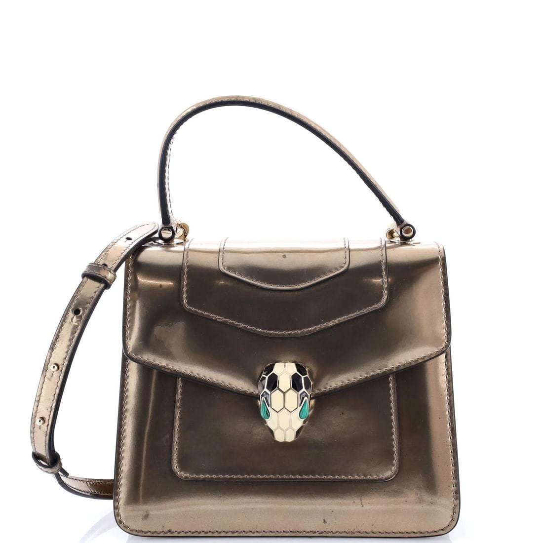 Small Bvlgari Serpenti Top Handle Bag Patent: Small Bvlgari Serpenti Top Handle Bag Patent This listing features Small Bvlgari Serpenti Top Handle Bag Patent. Item specifics are provided below. Item Specifics: Brand: Bvlgari Exterior Material: Pa