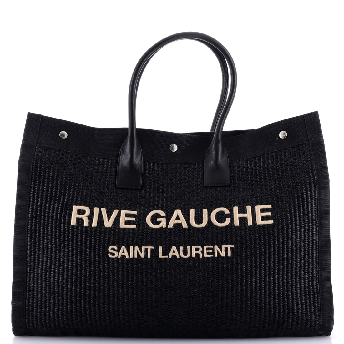Large Saint Laurent Rive Gauche Shopper Tote Raffia with Canvas: Large Saint Laurent Rive Gauche Shopper Tote Raffia with Canvas This listing features Large Saint Laurent Rive Gauche Shopper Tote Raffia with Canvas. Item specifics are provided below. Item Specifics