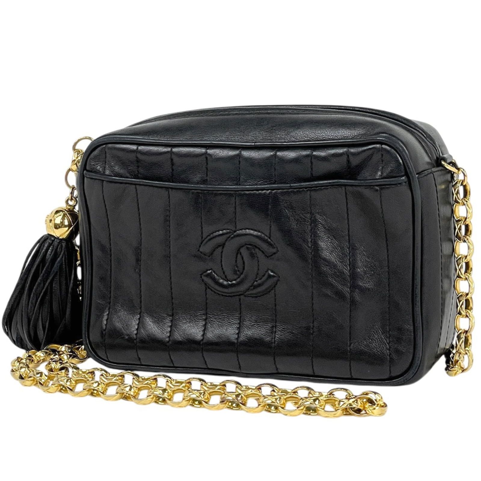 Leather Chanel Shoulder Bag: Leather Chanel Shoulder Bag This listing features Leather Chanel Shoulder Bag. Item specifics are provided below. Item Specifics: Brand: Chanel Type: Shoulder Bag Material: Leather Color: Black Gender