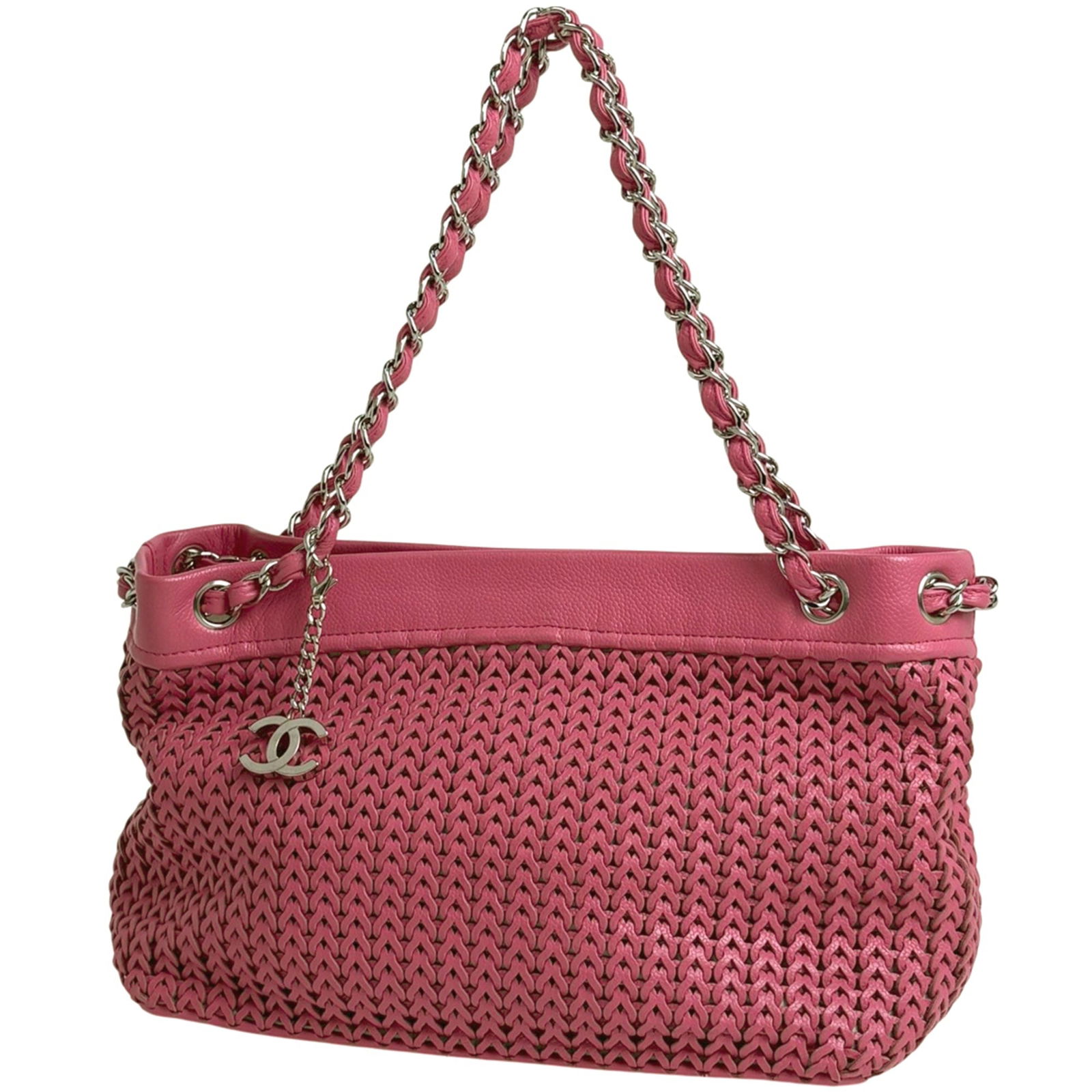 Leather Chanel Shoulder Bag: Leather Chanel Shoulder Bag This listing features Leather Chanel Shoulder Bag. Item specifics are provided below. Item Specifics: Brand: Chanel Type: Shoulder Bag Material: Leather Color: Pink