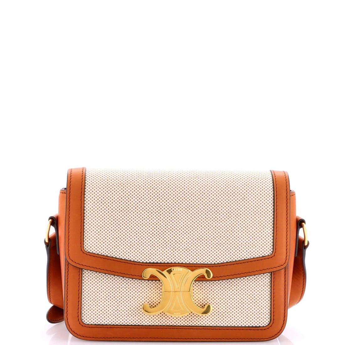 Teen Celine Triomphe Shoulder Bag Canvas with Leather: Teen Celine Triomphe Shoulder Bag Canvas with Leather This listing features Teen Celine Triomphe Shoulder Bag Canvas with Leather. Item specifics are provided below. Item Specifics: Brand: Celine Exte