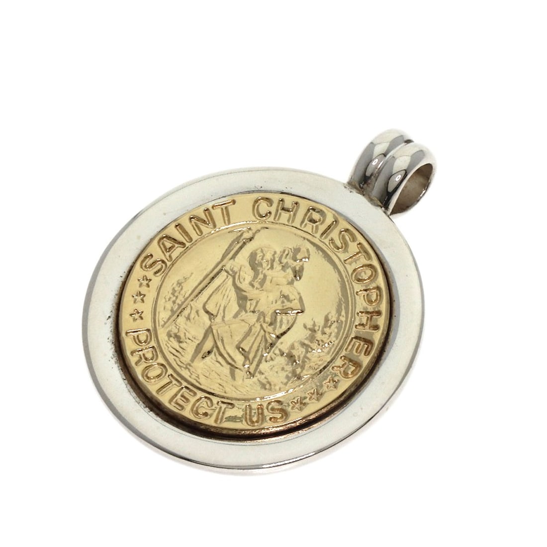 Gold TIFFANY&Co. St. Christopher Pendant top Silver 18K Yellow: Gold TIFFANY&Co. St. Christopher Pendant top Silver 18K Yellow This listing features Gold TIFFANY&Co. St. Christopher Pendant top Silver 18K Yellow. Item specifics are provided below. Item Specifics: