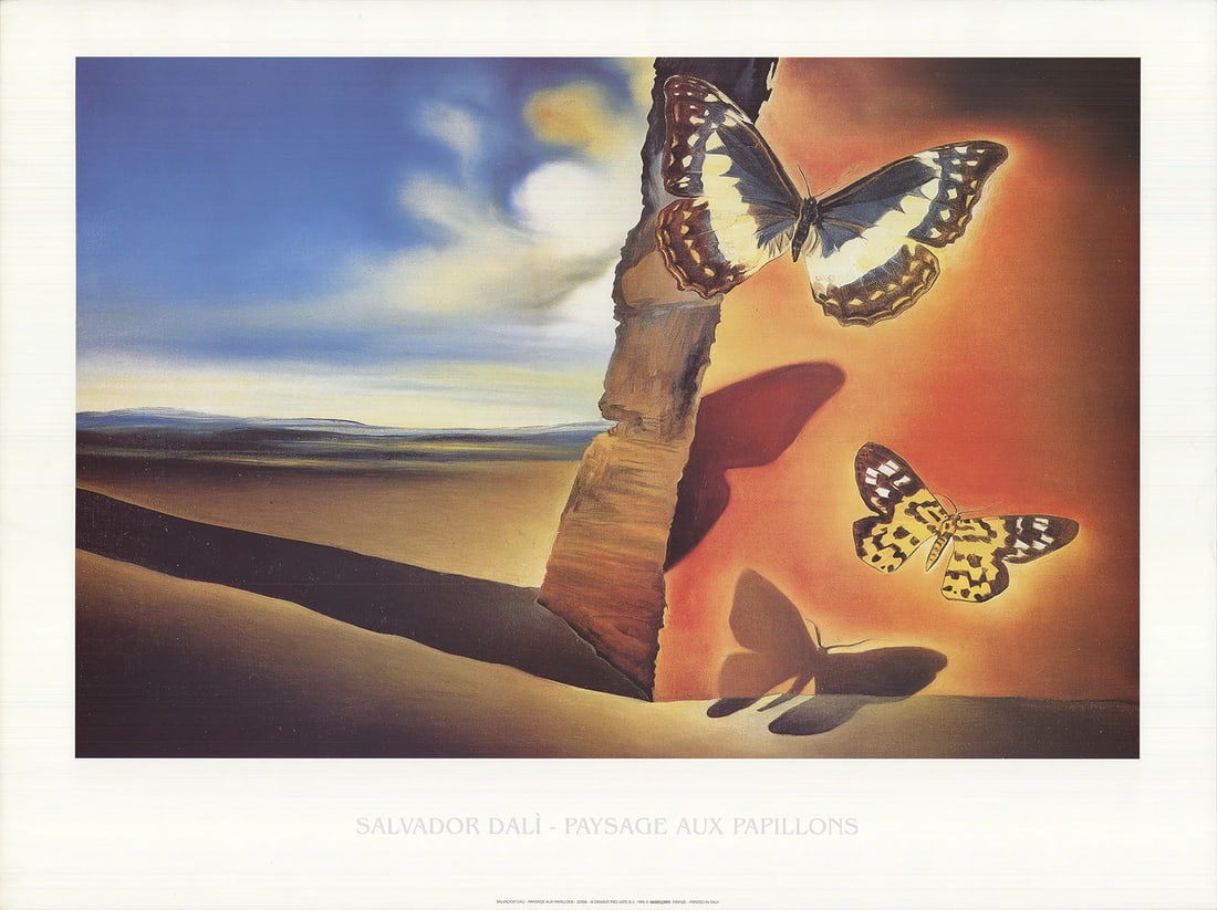 Surreali SALVADOR DALI Butterfly Landscape 23.75" x 31.5" Offset Lithograph 1995: Surreali SALVADOR DALI Butterfly Landscape 23.75" x 31.5" Offset Lithograph 1995 This listing features Surreali SALVADOR DALI Butterfly Landscape 23.75" x 31.5" Offset Lithograph 1995. Item specifics