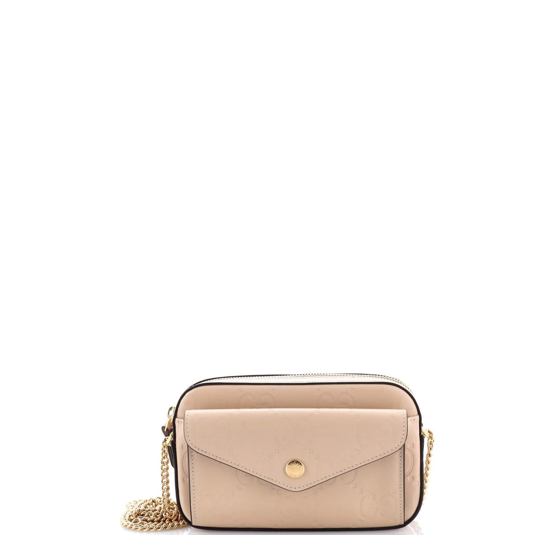 Mini Gucci Front Pocket Chain Shoulder Bag Jumbo GG Embossed Leather Super (1 of 5)