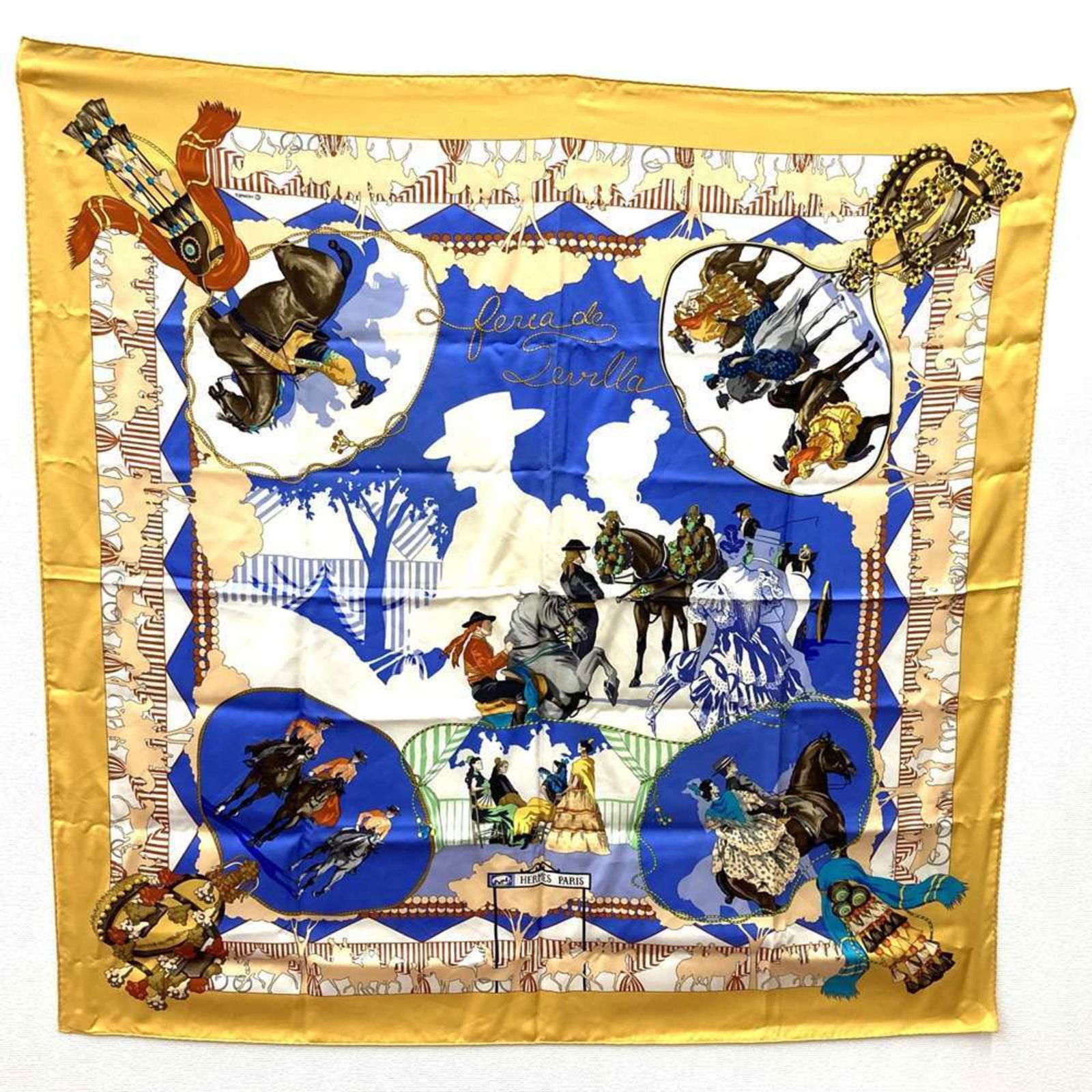 Silk Hermes Scarf: Silk Hermes Scarf This listing features Silk Hermes Scarf. Item specifics are provided below. Item Specifics: Brand: Hermes Type: Scarf Gender: Women Color: Yellow Material: Silk Size (Lxw): 82cm x 88