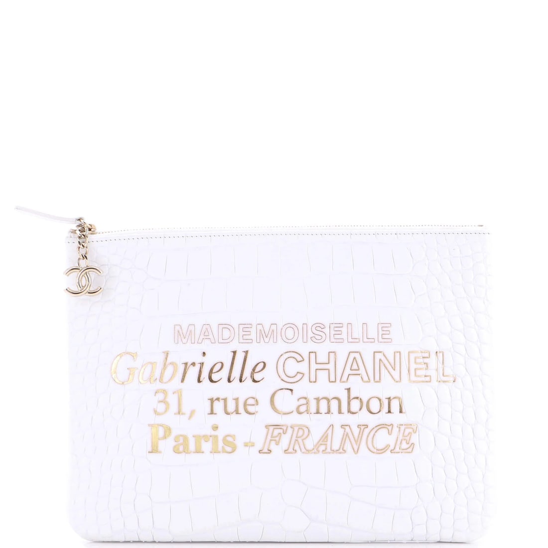 Medium Chanel Signature O Case Pouch Printed Crocodile Embossed Calfskin: Medium Chanel Signature O Case Pouch Printed Crocodile Embossed Calfskin This listing features Medium Chanel Signature O Case Pouch Printed Crocodile Embossed Calfskin. Item specifics are provided bel