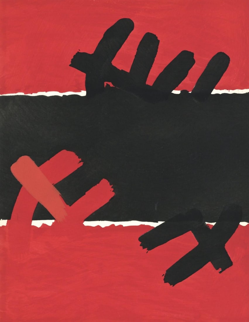 Lithograph - Giuseppe Capogrossi - Surface Rouge et Noire - XXe sicle (1 of 5)