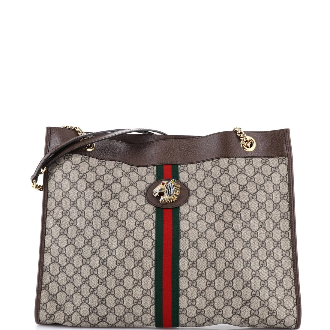 Large Gucci Rajah Chain Tote GG Coated Canvas: Large Gucci Rajah Chain Tote GG Coated Canvas This listing features Large Gucci Rajah Chain Tote GG Coated Canvas. Item specifics are provided below. Item Specifics: Brand: Gucci Exterior Material: Ca