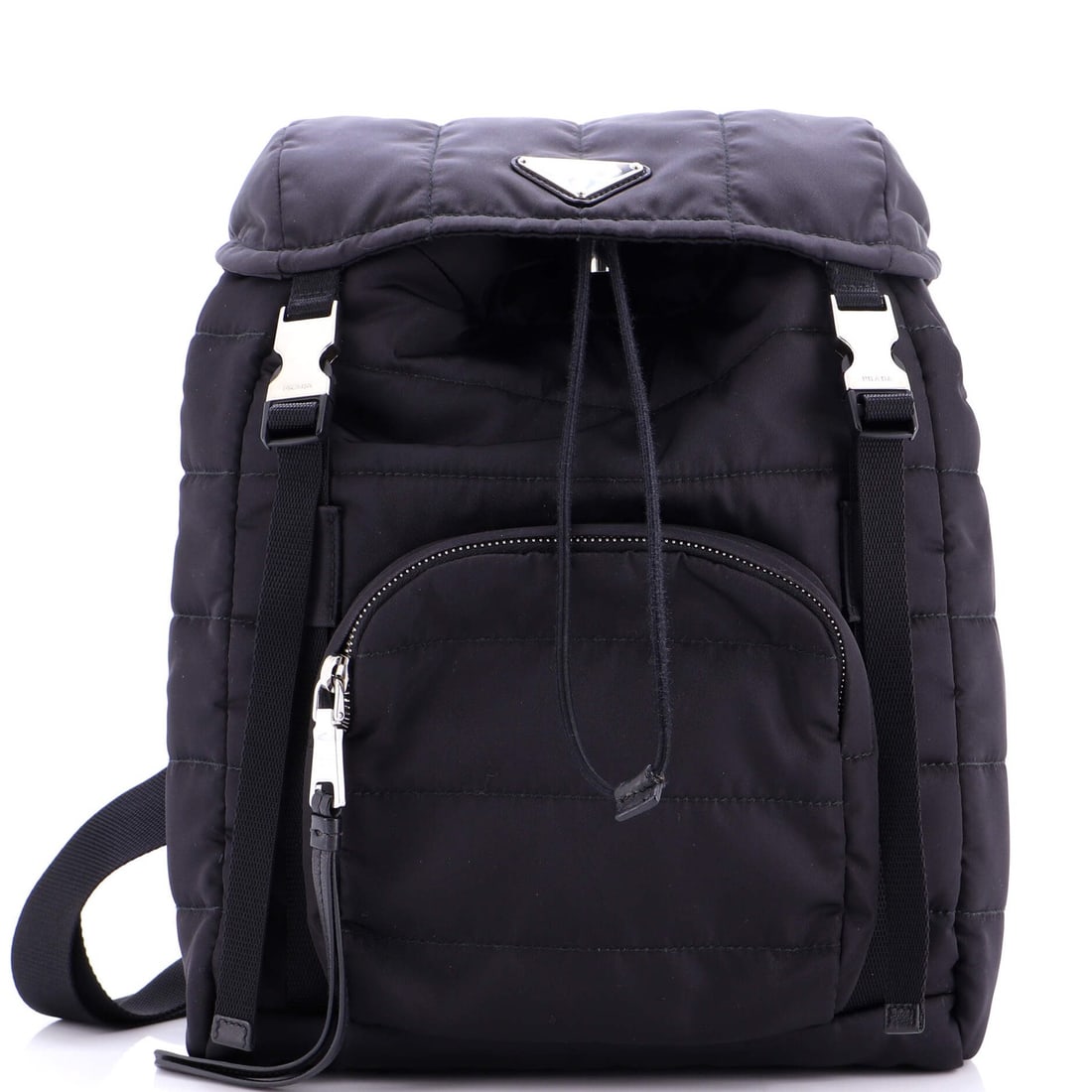 Medium Prada Double Buckle Backpack Quilted Tessuto (1 of 5)