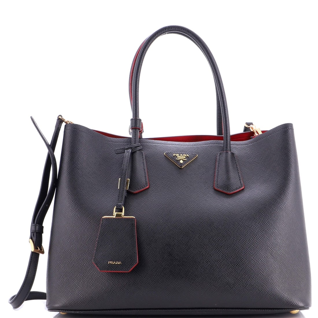 Large Prada Cuir Double Tote Saffiano Leather: Large Prada Cuir Double Tote Saffiano Leather This listing features Large Prada Cuir Double Tote Saffiano Leather. Item specifics are provided below. Item Specifics: Brand: Prada Exterior Material: Le