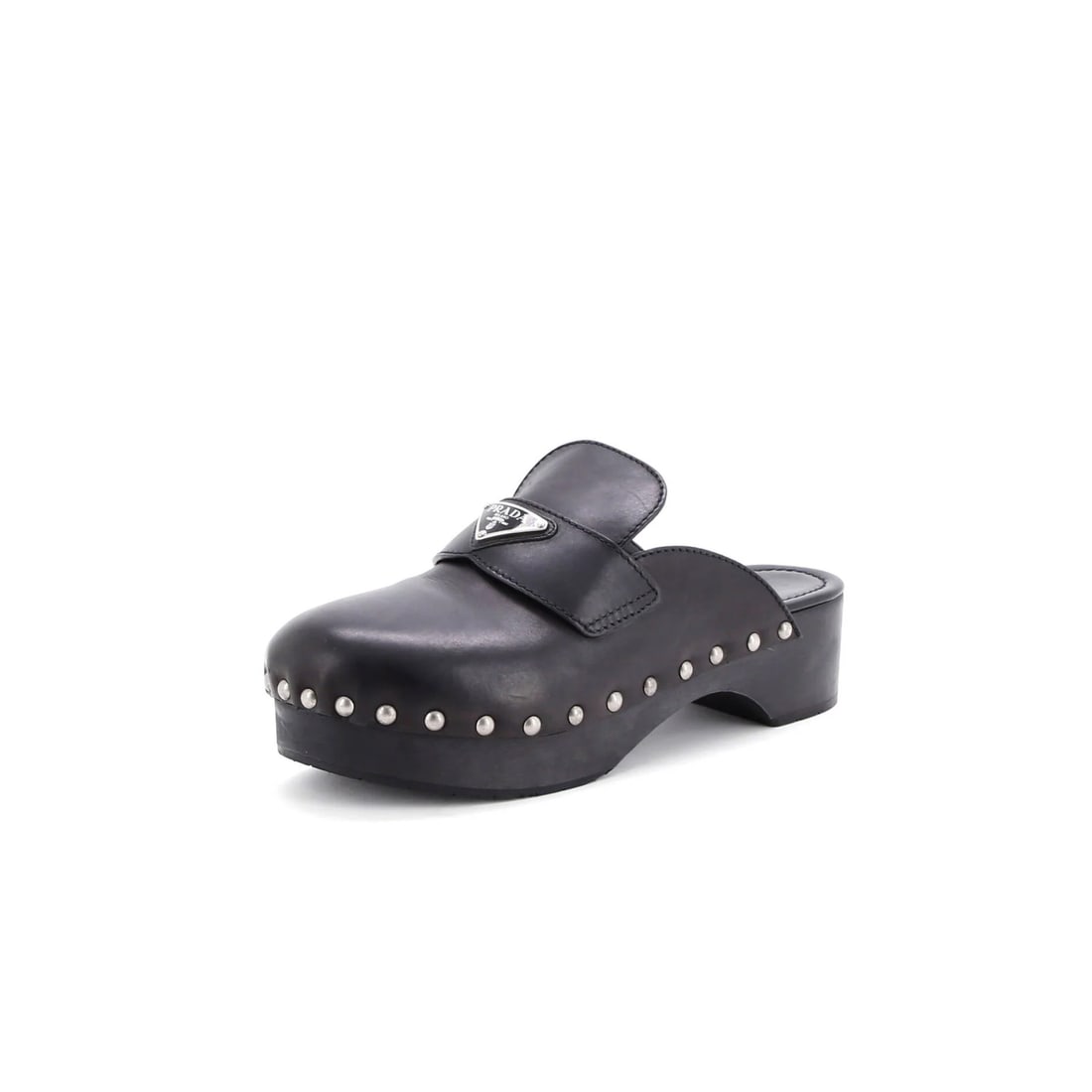 Leather Prada Women's Logo Mule Clogs: Leather Prada Women's Logo Mule Clogs This listing features Leather Prada Women's Logo Mule Clogs. Item specifics are provided below. Item Specifics: Brand: Prada Style: Clogs Color: Black Type: Shoes