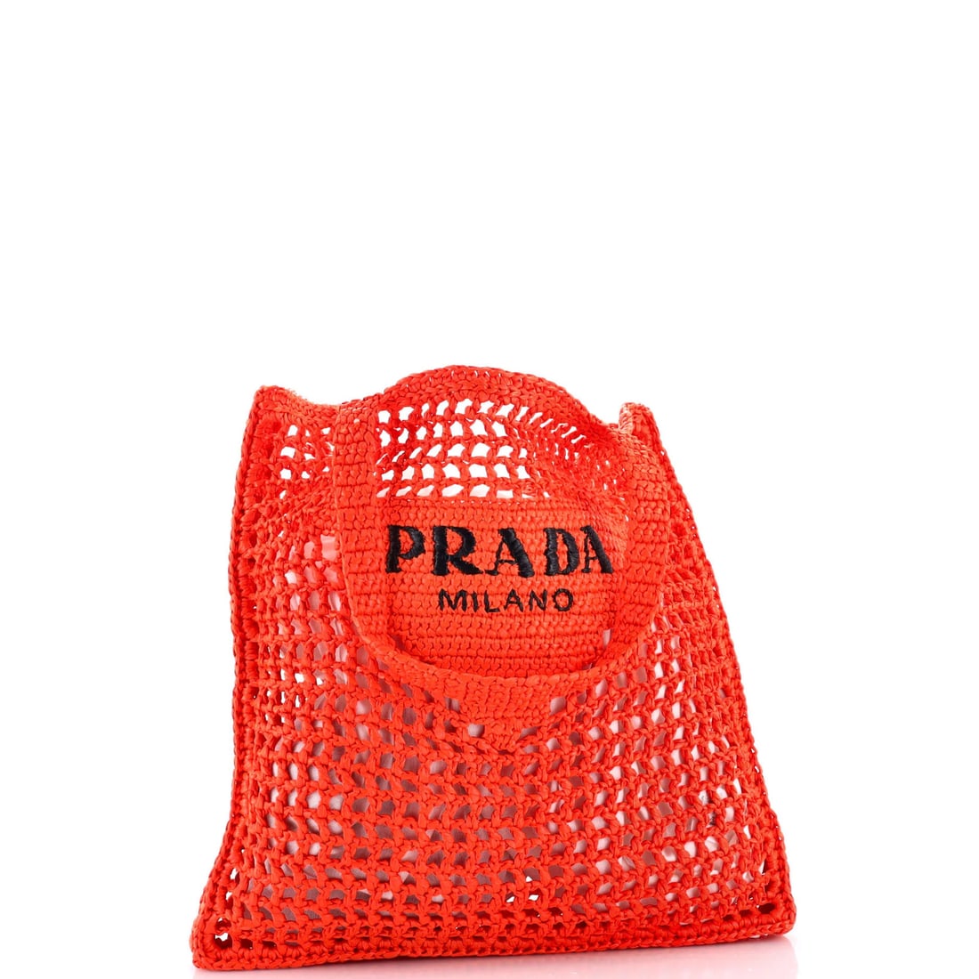 Raffia Prada Triangle Logo Open Tote - 2