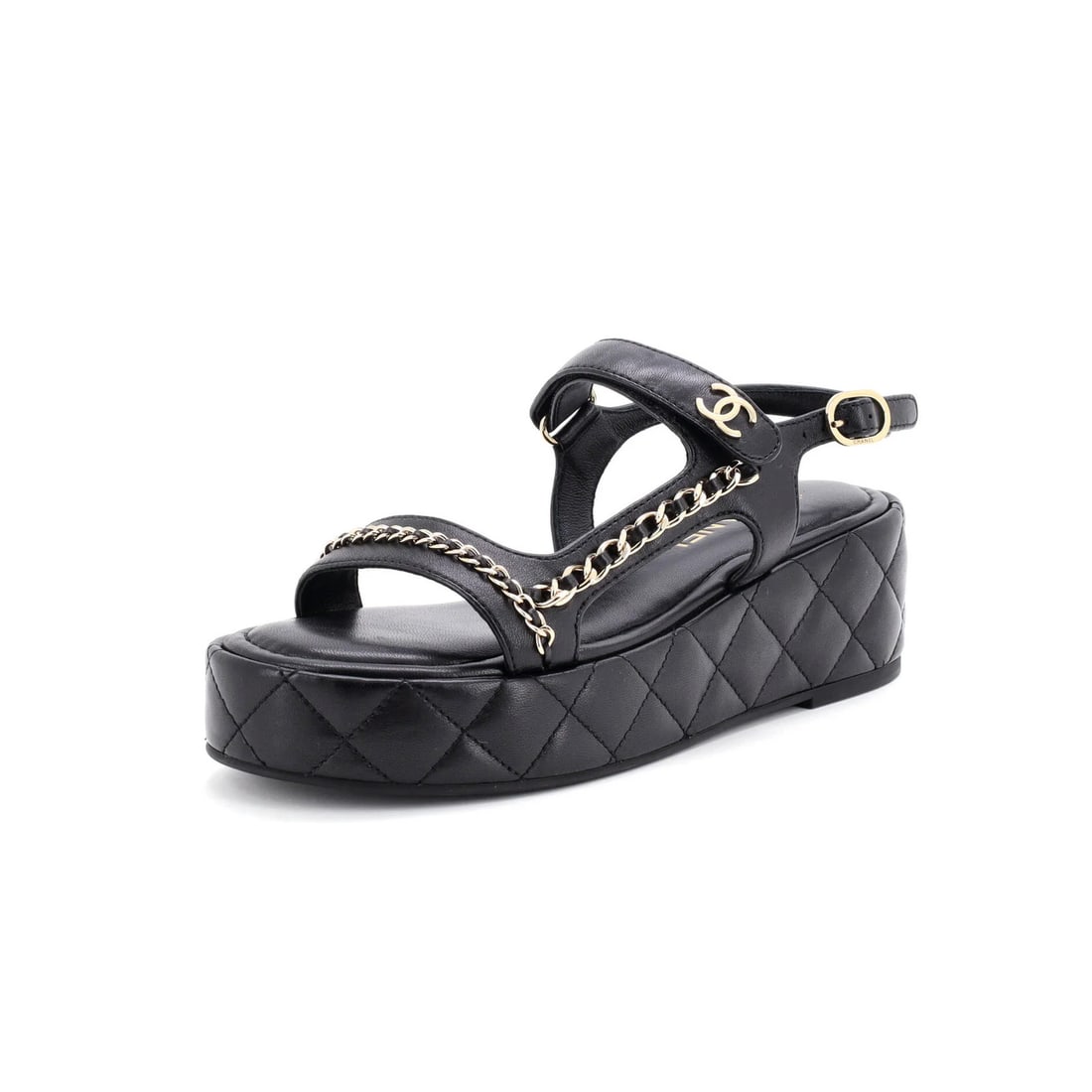 Detail Chanel Women's Platform Sandals Quilted Leather with Chain: Detail Chanel Women's Platform Sandals Quilted Leather with Chain This listing features Detail Chanel Women's Platform Sandals Quilted Leather with Chain. Item specifics are provided below. Item