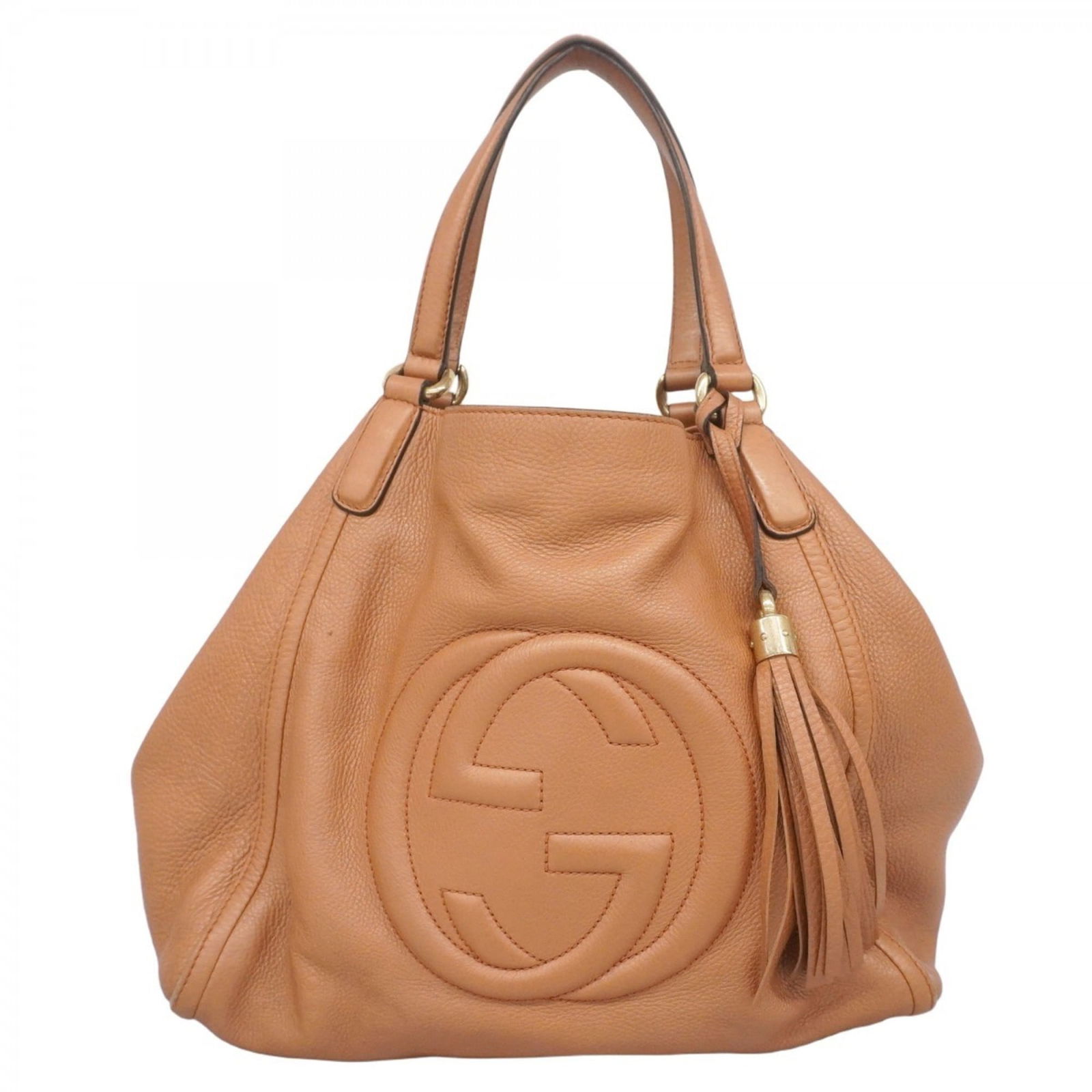 Leather Gucci Tote Bag: Leather Gucci Tote Bag This listing features Leather Gucci Tote Bag. Item specifics are provided below. Item Specifics: Brand: Gucci Type: Tote Bag Material: Leather Color: Orange Hardware Color: Cham