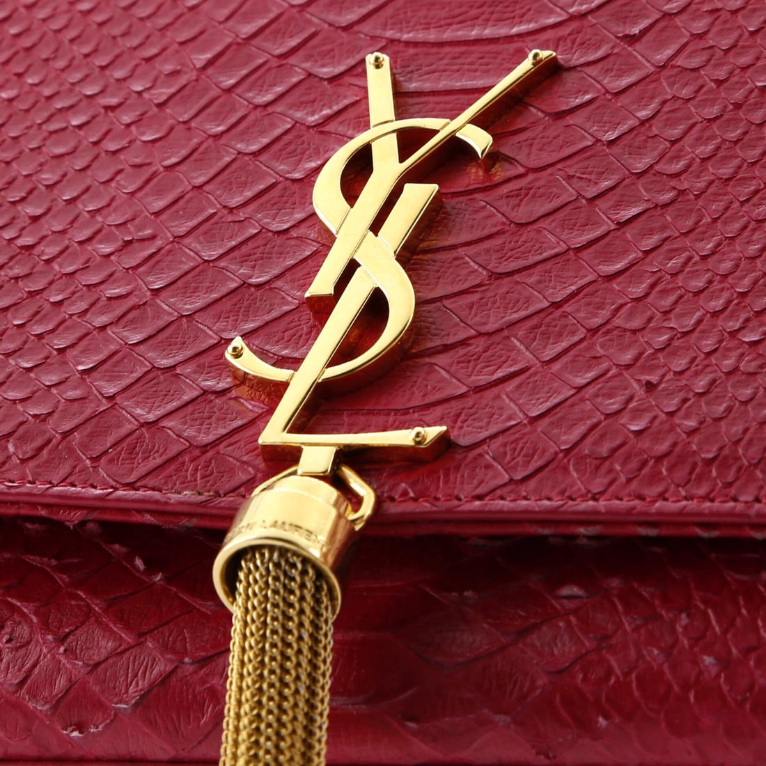 Medium Saint Laurent Classic Monogram Tassel Crossbody Bag Python - 6
