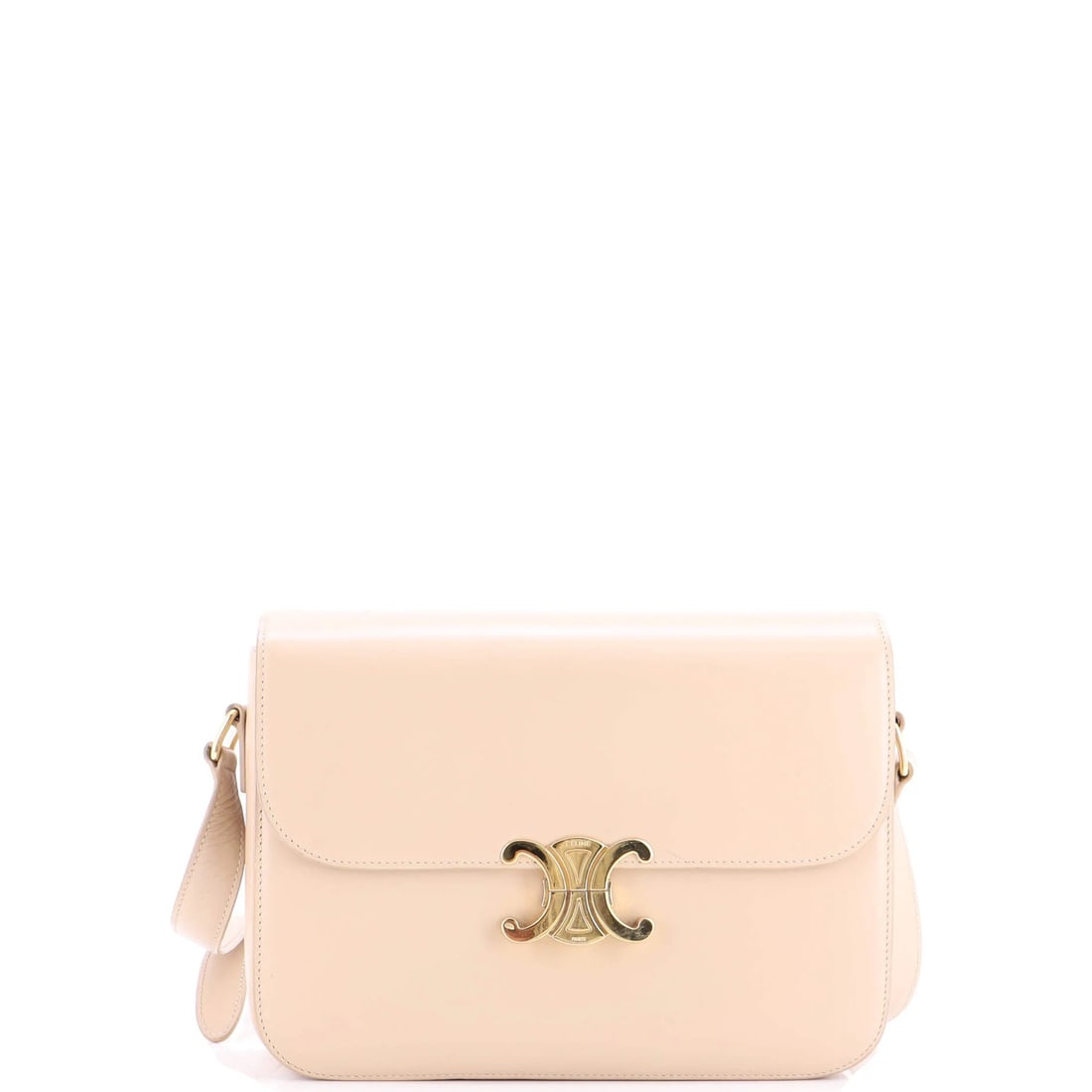 Large Celine Triomphe Shoulder Bag Smooth Calfskin: Large Celine Triomphe Shoulder Bag Smooth Calfskin This listing features Large Celine Triomphe Shoulder Bag Smooth Calfskin. Item specifics are provided below. Item Specifics: Brand: Celine Exterior
