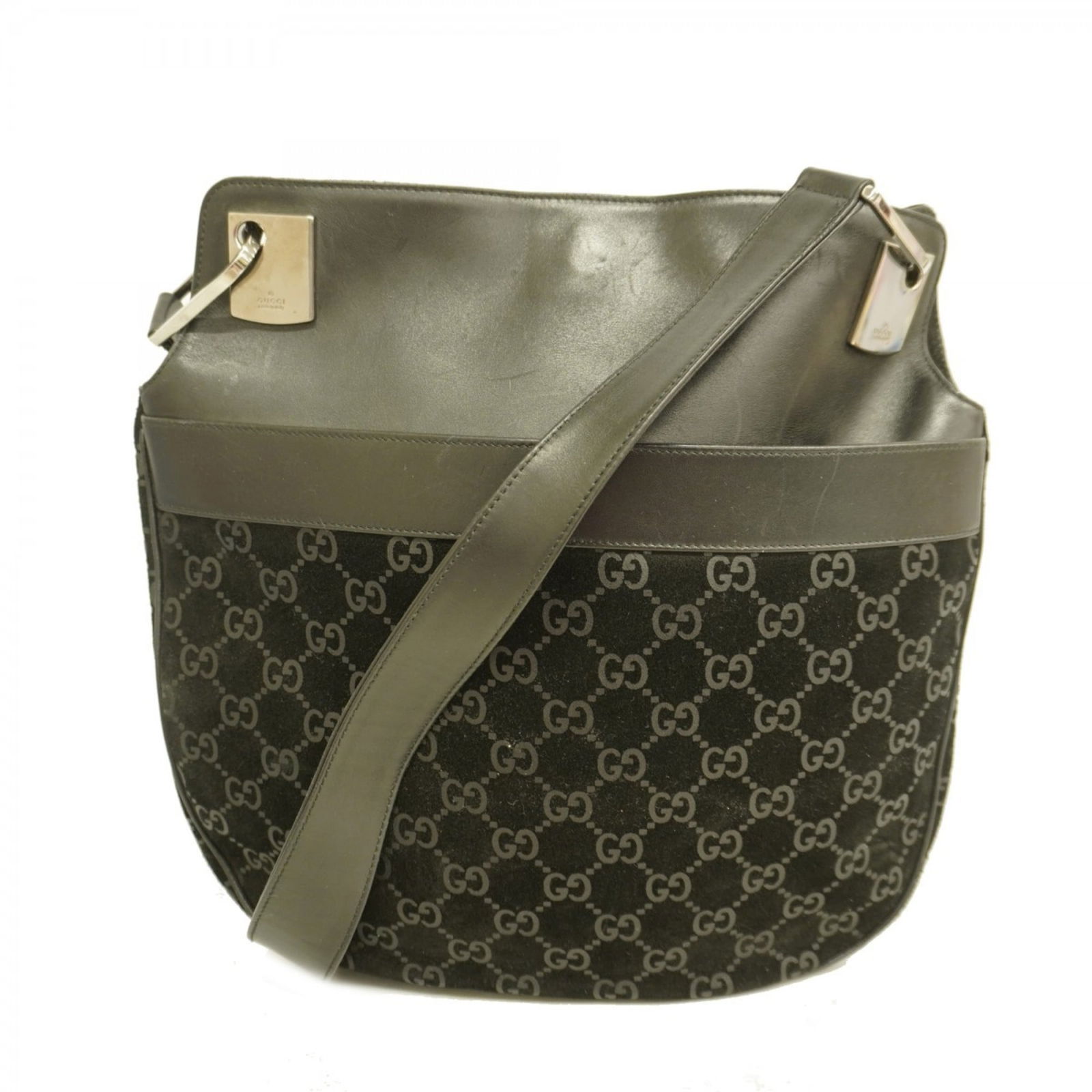 Suede Gucci Shoulder Bag: Suede Gucci Shoulder Bag This listing features Suede Gucci Shoulder Bag. Item specifics are provided below. Item Specifics: Brand: Gucci Type: Shoulder Bag Material: Suede Color: Black Gender: Women