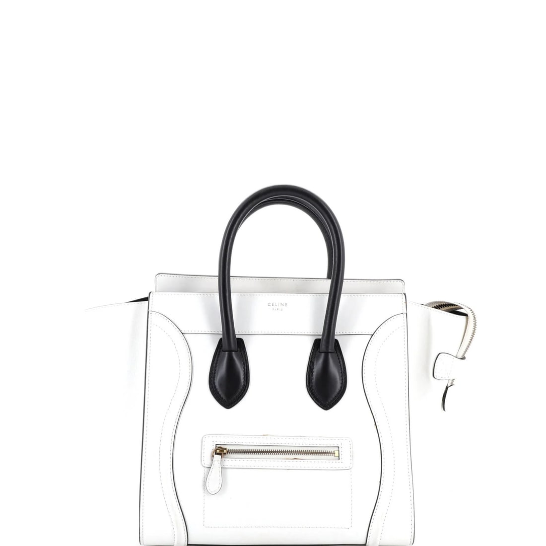 Mini Celine Bicolor Luggage Bag Leather: Mini Celine Bicolor Luggage Bag Leather This listing features Mini Celine Bicolor Luggage Bag Leather. Item specifics are provided below. Item Specifics: Brand: Celine Exterior Material: Leather Style