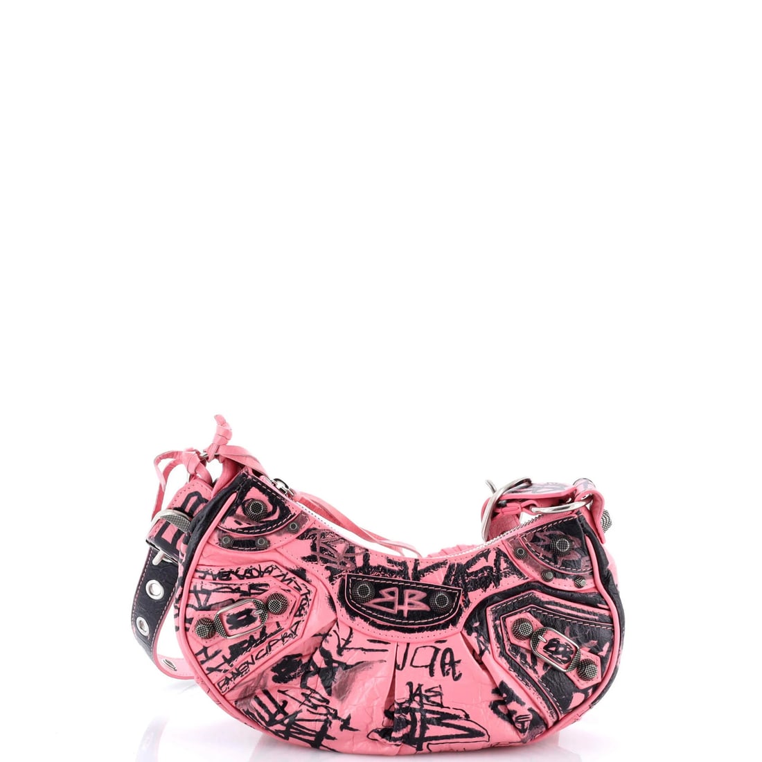 XS Balenciaga Le Cagole Graffiti Giant Studs Shoulder Bag Leather: XS Balenciaga Le Cagole Graffiti Giant Studs Shoulder Bag Leather This listing features XS Balenciaga Le Cagole Graffiti Giant Studs Shoulder Bag Leather. Item specifics are provided below. Item