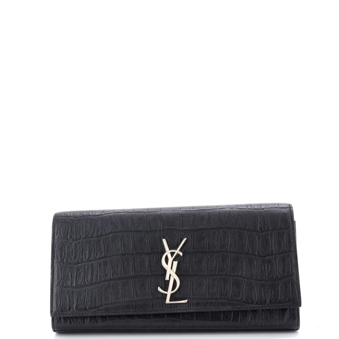 Long Saint Laurent Classic Monogram Clutch Crocodile Embossed Leather: Long Saint Laurent Classic Monogram Clutch Crocodile Embossed Leather This listing features Long Saint Laurent Classic Monogram Clutch Crocodile Embossed Leather. Item specifics are provided below. It