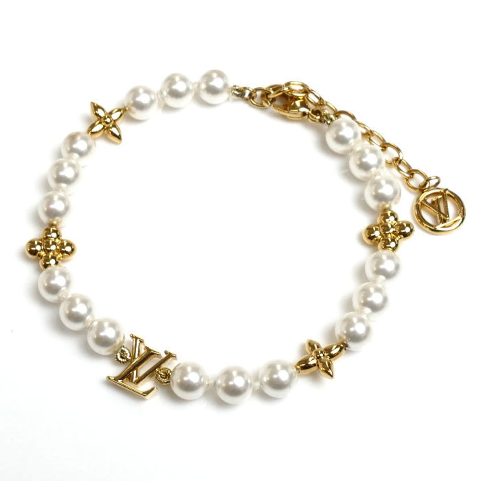 Gold Plating - Louis Vuitton Charm Bracelet Artificial Pearl: Gold Plating - Louis Vuitton Charm Bracelet Artificial Pearl This listing features Gold Plating - Louis Vuitton Charm Bracelet Artificial Pearl. Item specifics are provided below. Item Specifics: Bran