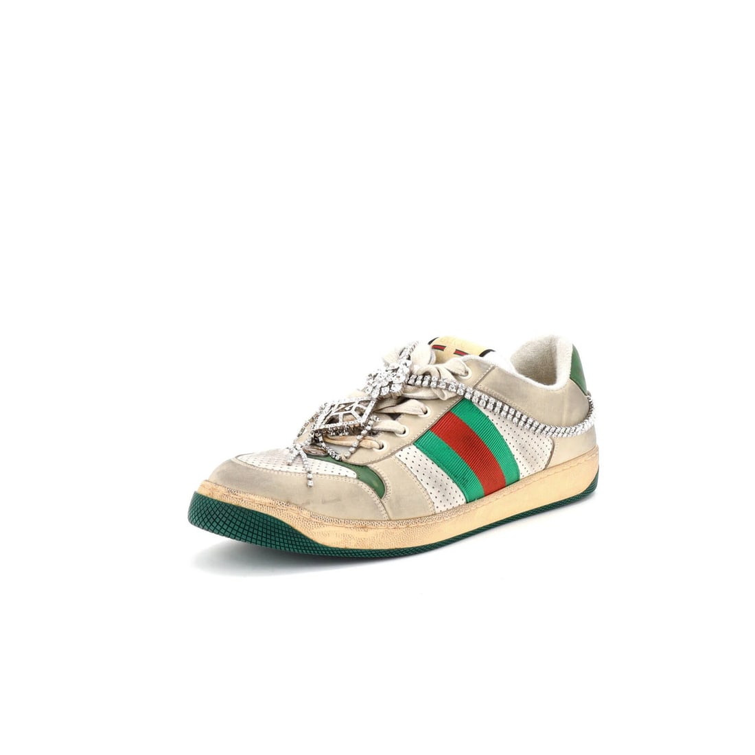 Crystals Gucci Screener Sneakers Distressed Leather with (1 of 5)