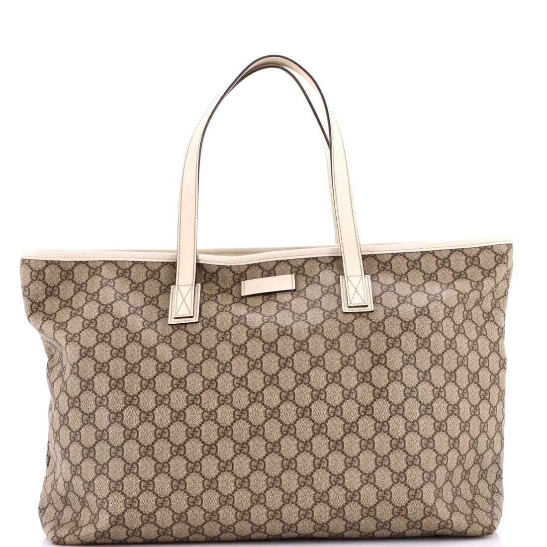 Large Gucci Plus Tote GG Coated Canvas with Leather: Large Gucci Plus Tote GG Coated Canvas with Leather This listing features Large Gucci Plus Tote GG Coated Canvas with Leather. Item specifics are provided below. Item Specifics: Brand: Gucci Exterior