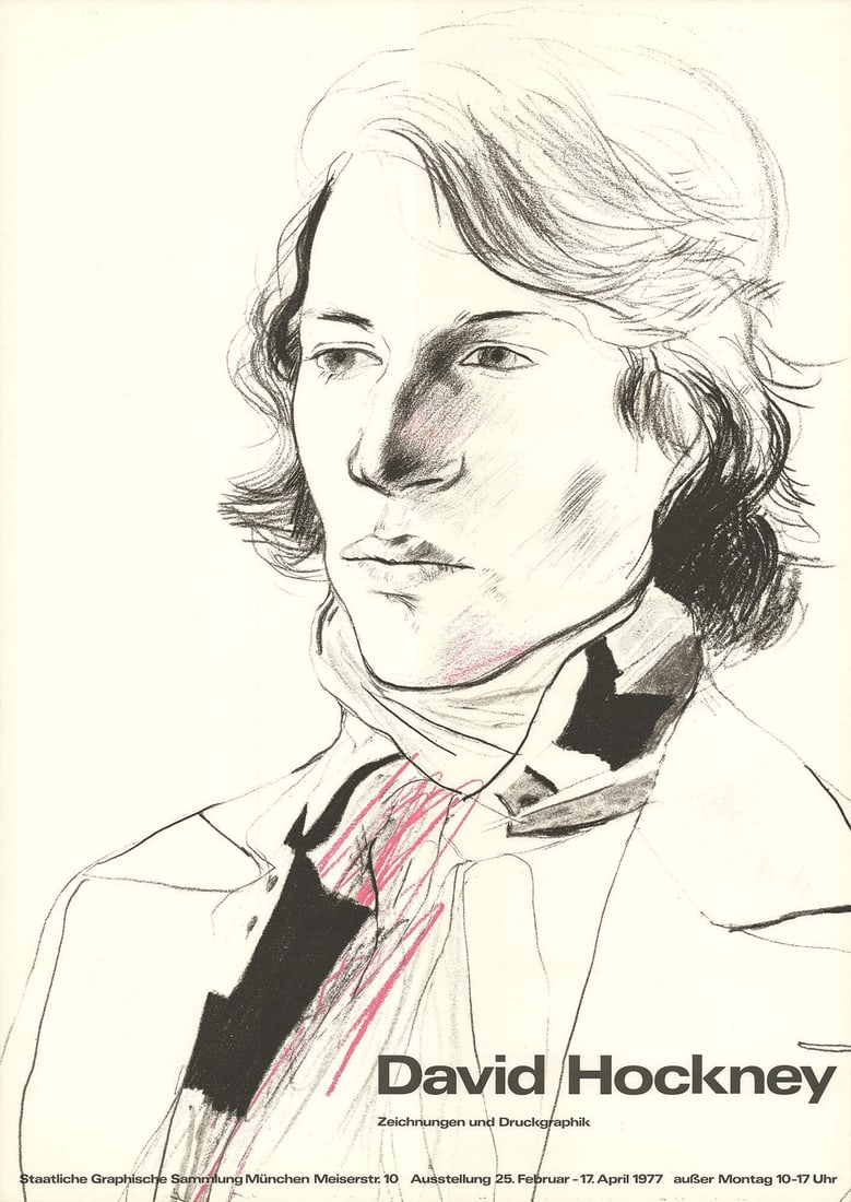 White DAVID HOCKNEY Peter with Scarf 33.25" x 23.25" Poster 1977 Pop Art Black & (1 of 4)