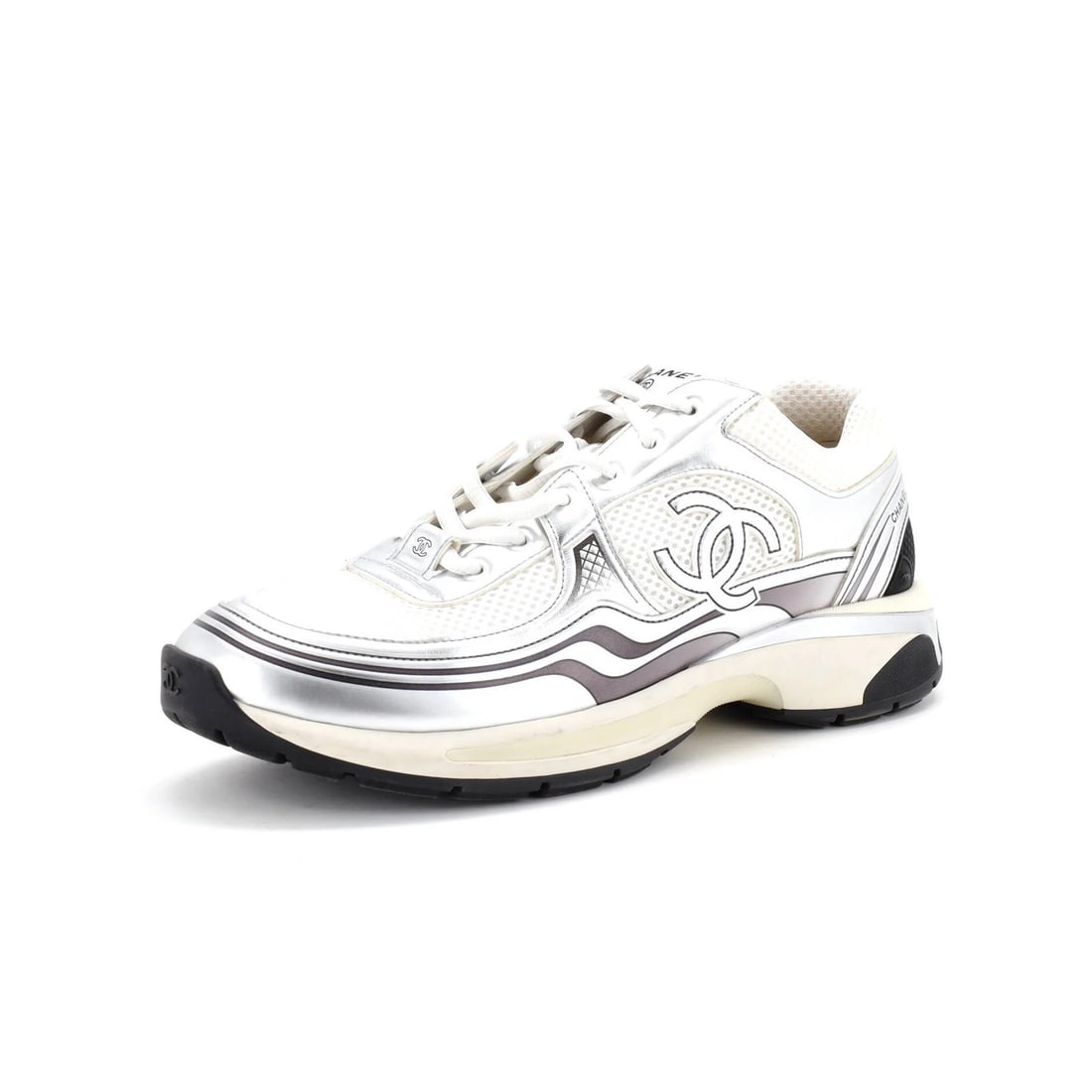 Leather Chanel Women's CC Low-Top Sneakers Mesh and Laminated: Leather Chanel Women's CC Low-Top Sneakers Mesh and Laminated This listing features Leather Chanel Women's CC Low-Top Sneakers Mesh and Laminated. Item specifics are provided below. Item Specifics: Br