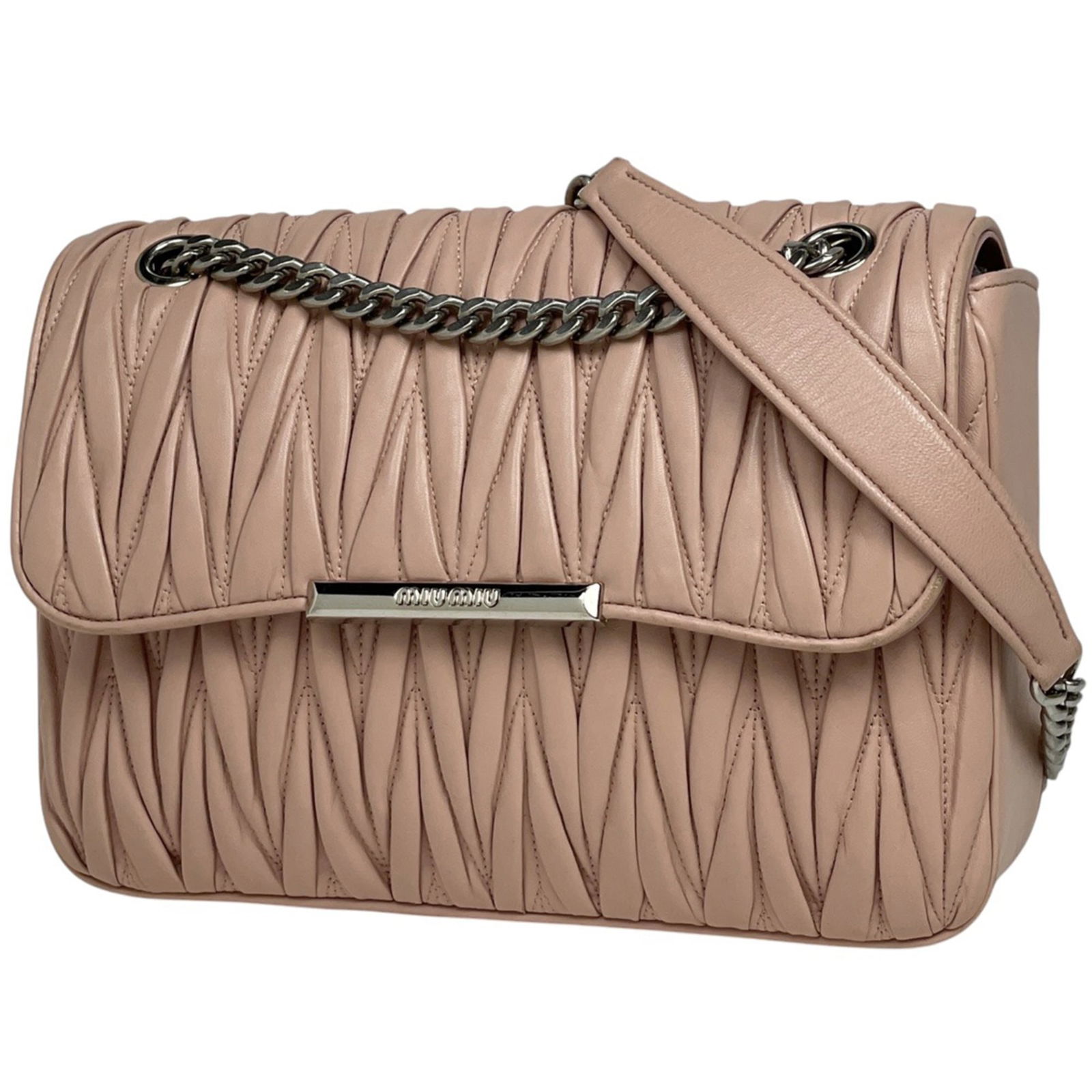 Leather Miu Shoulder Bag: Leather Miu Shoulder Bag This listing features Leather Miu Shoulder Bag. Item specifics are provided below. Item Specifics: Brand: Miu Miu Type: Shoulder Bag Material: Leather Color: Pink Gender: Wome